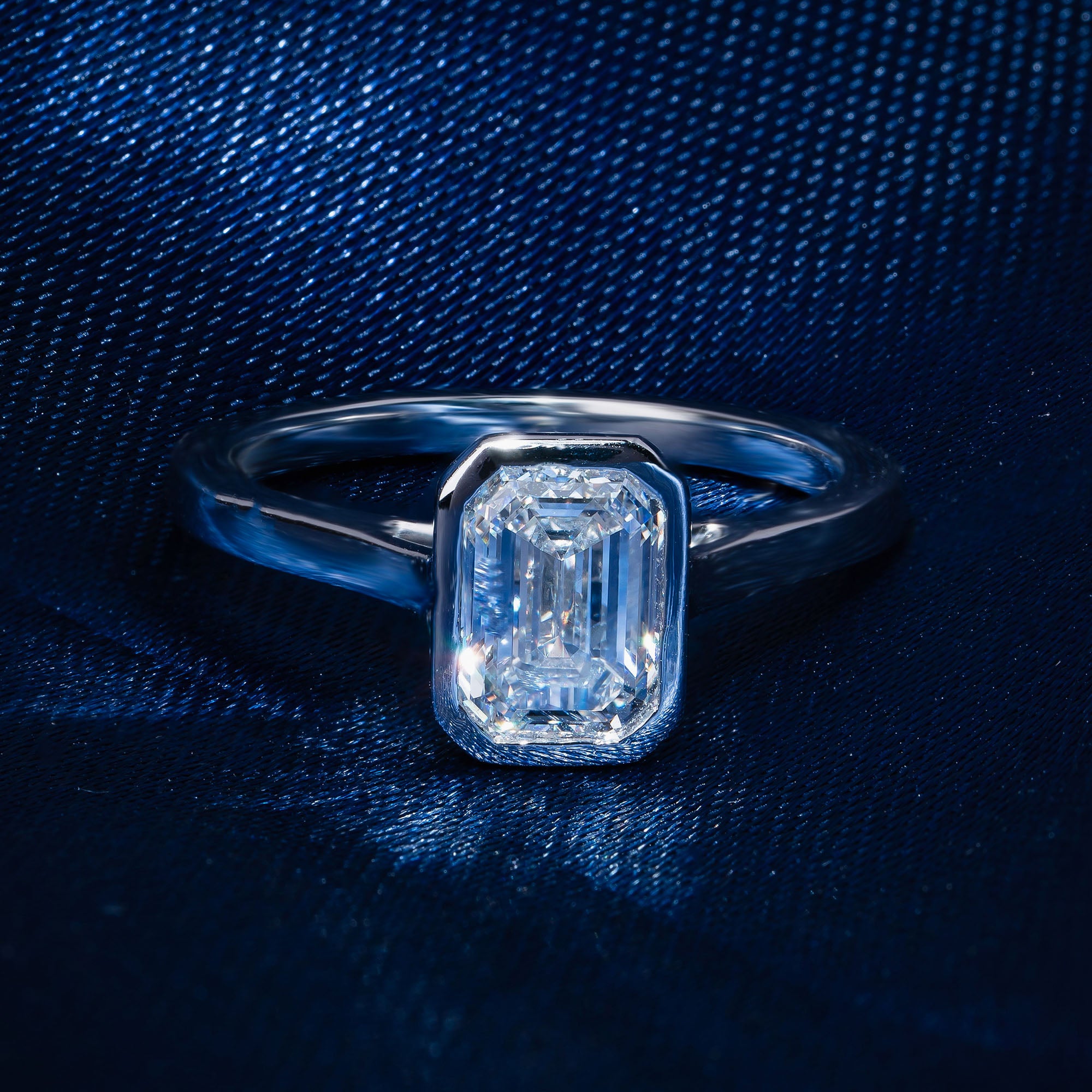 Bezel Setting Emerald Solitaire Ring