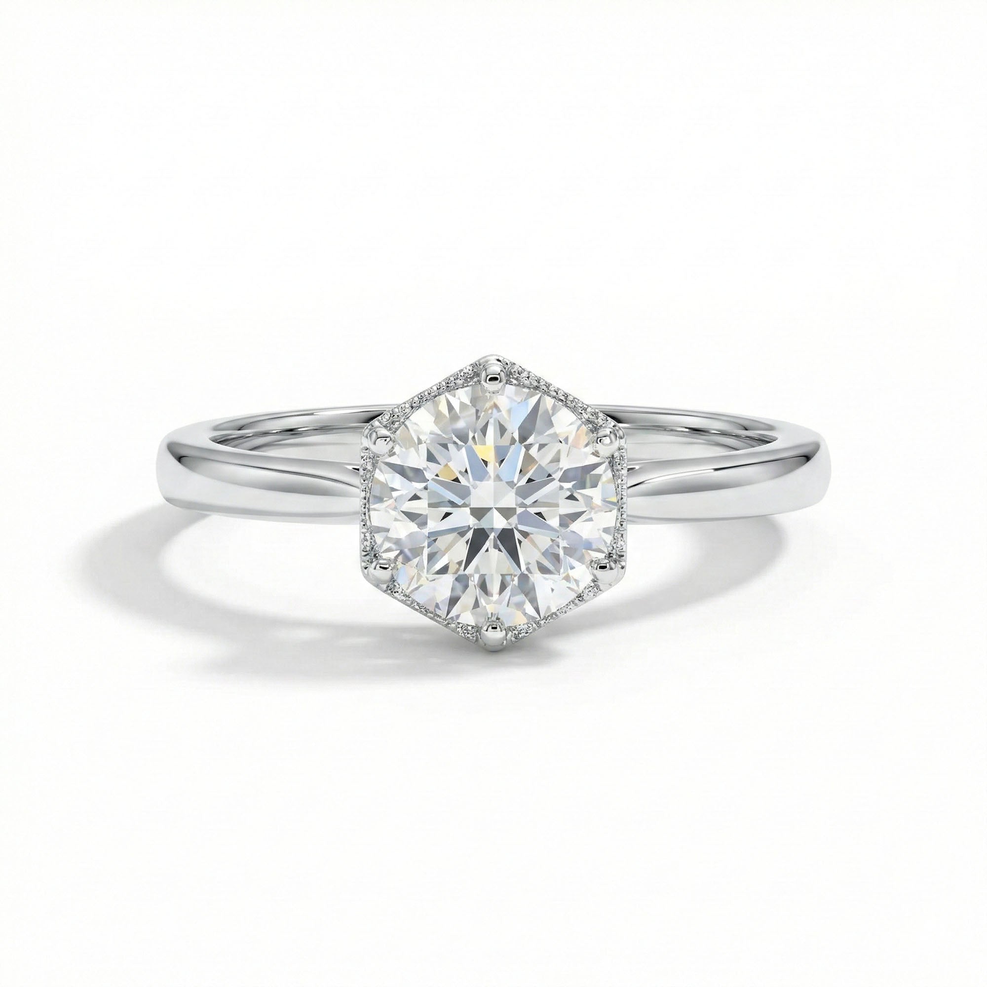 Six Prong Glow Light Round Solitaire Engagement Ring