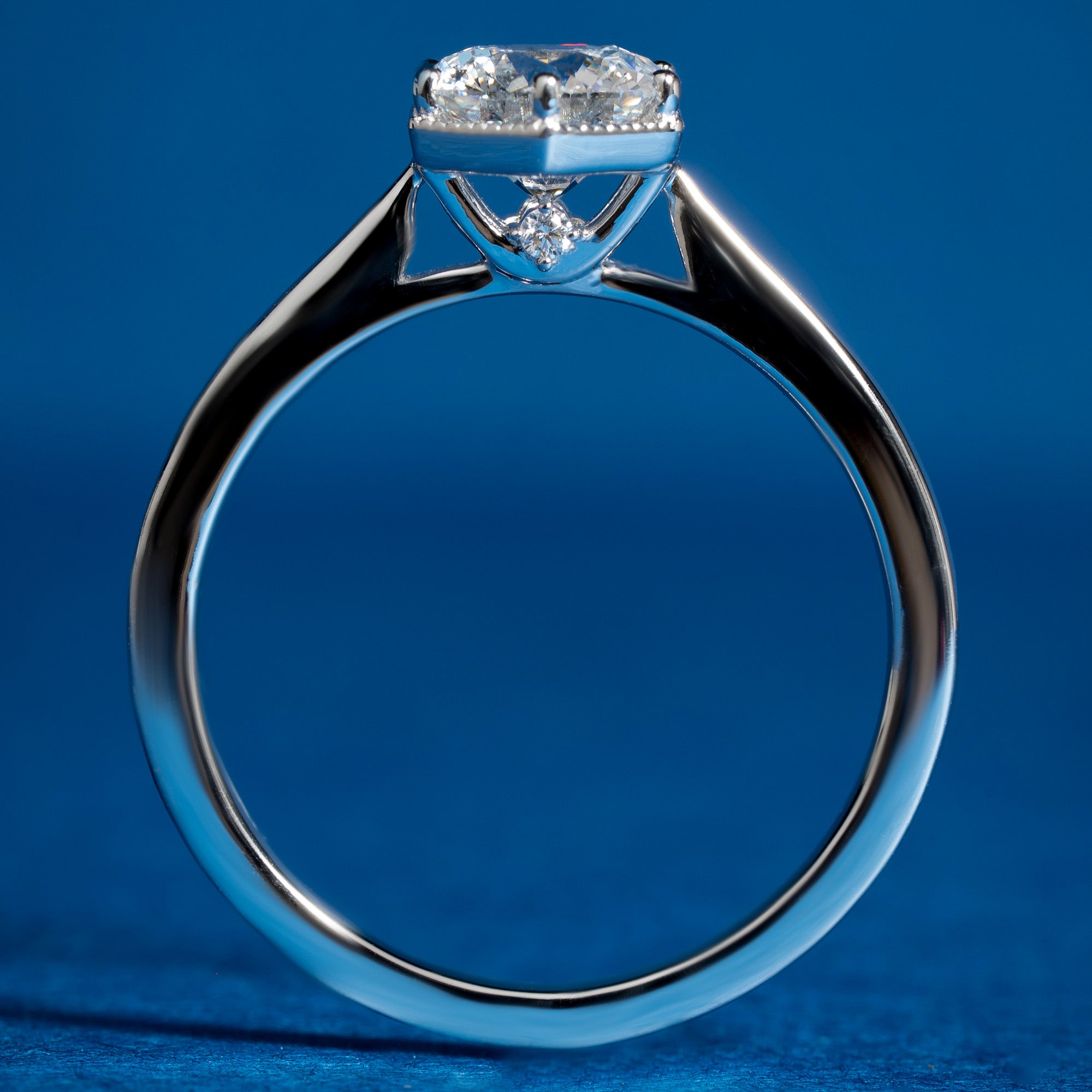 Six Prong Glow Light Round Solitaire Engagement Ring