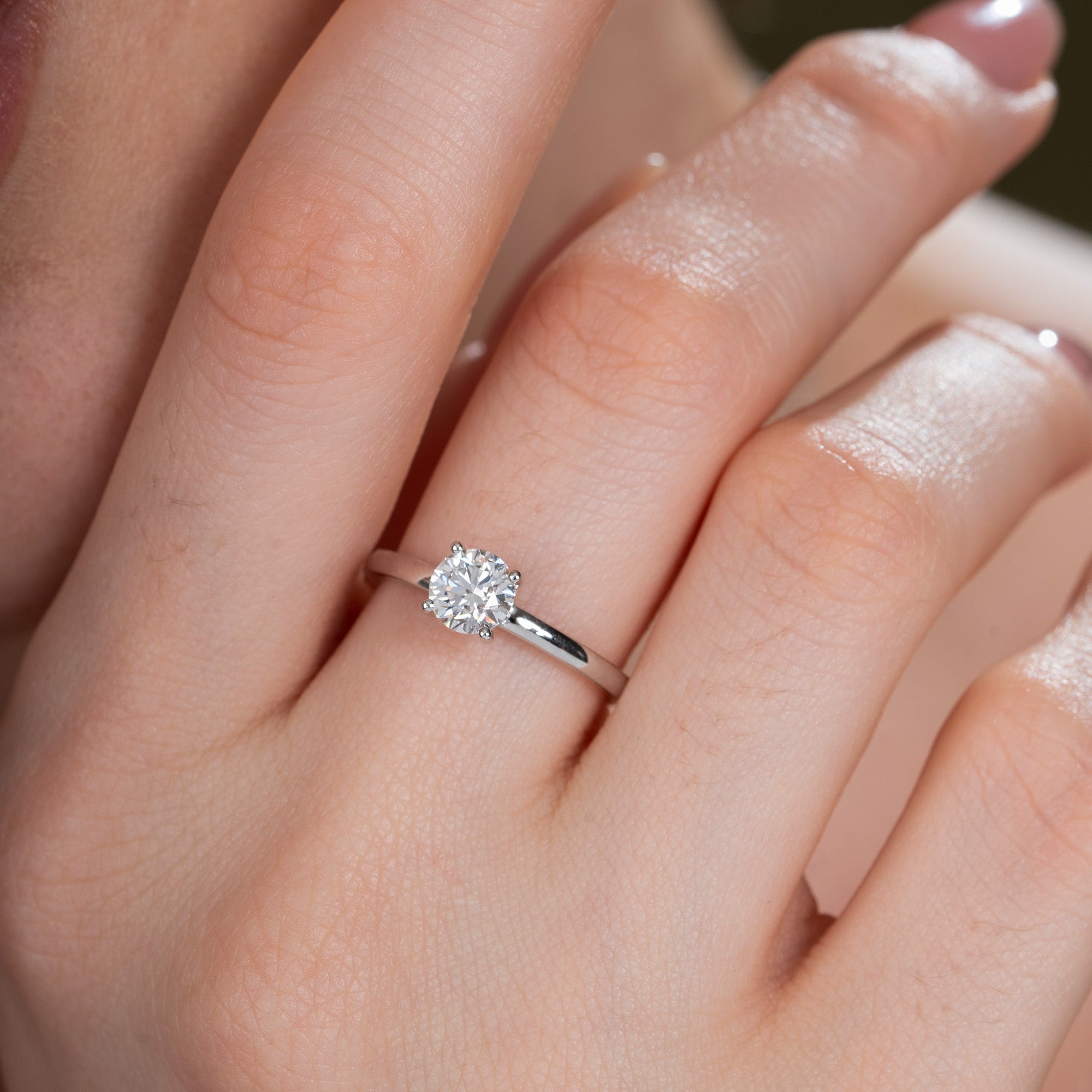 Classical Four Prong Round Engagement Solitaire Ring