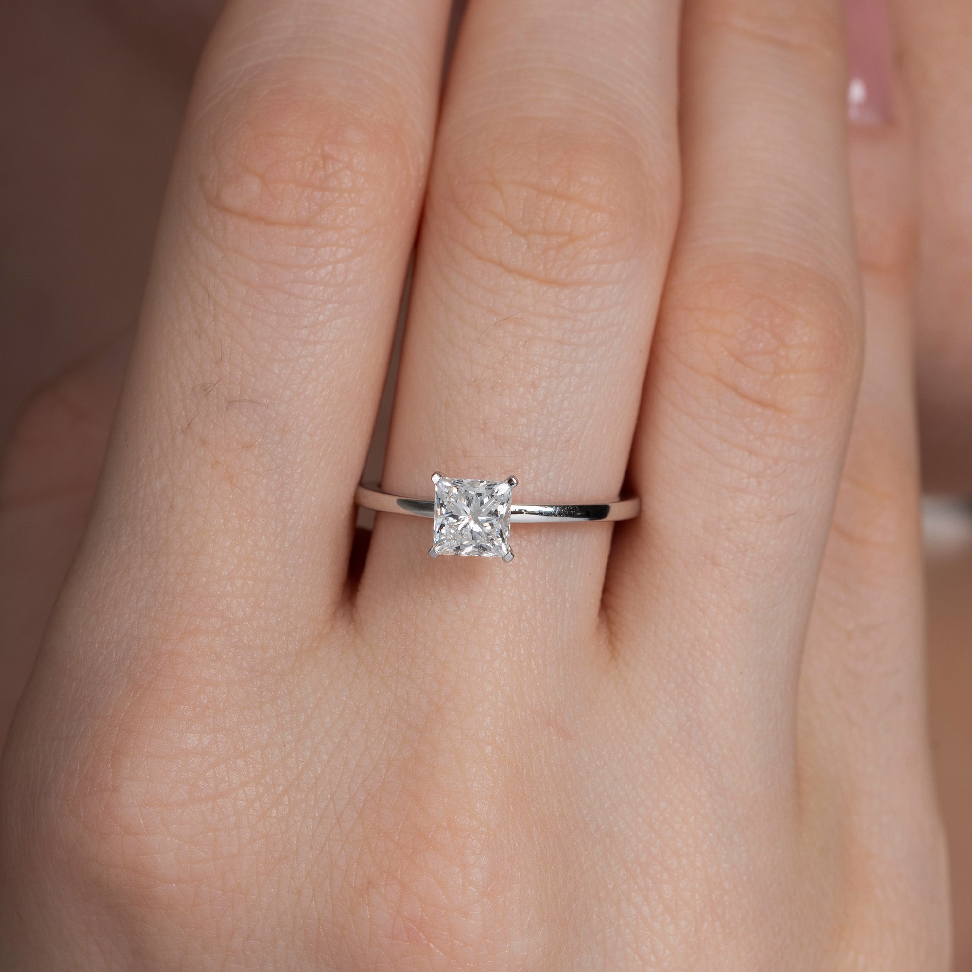 Classical Four Prong Princess Engagement Ring