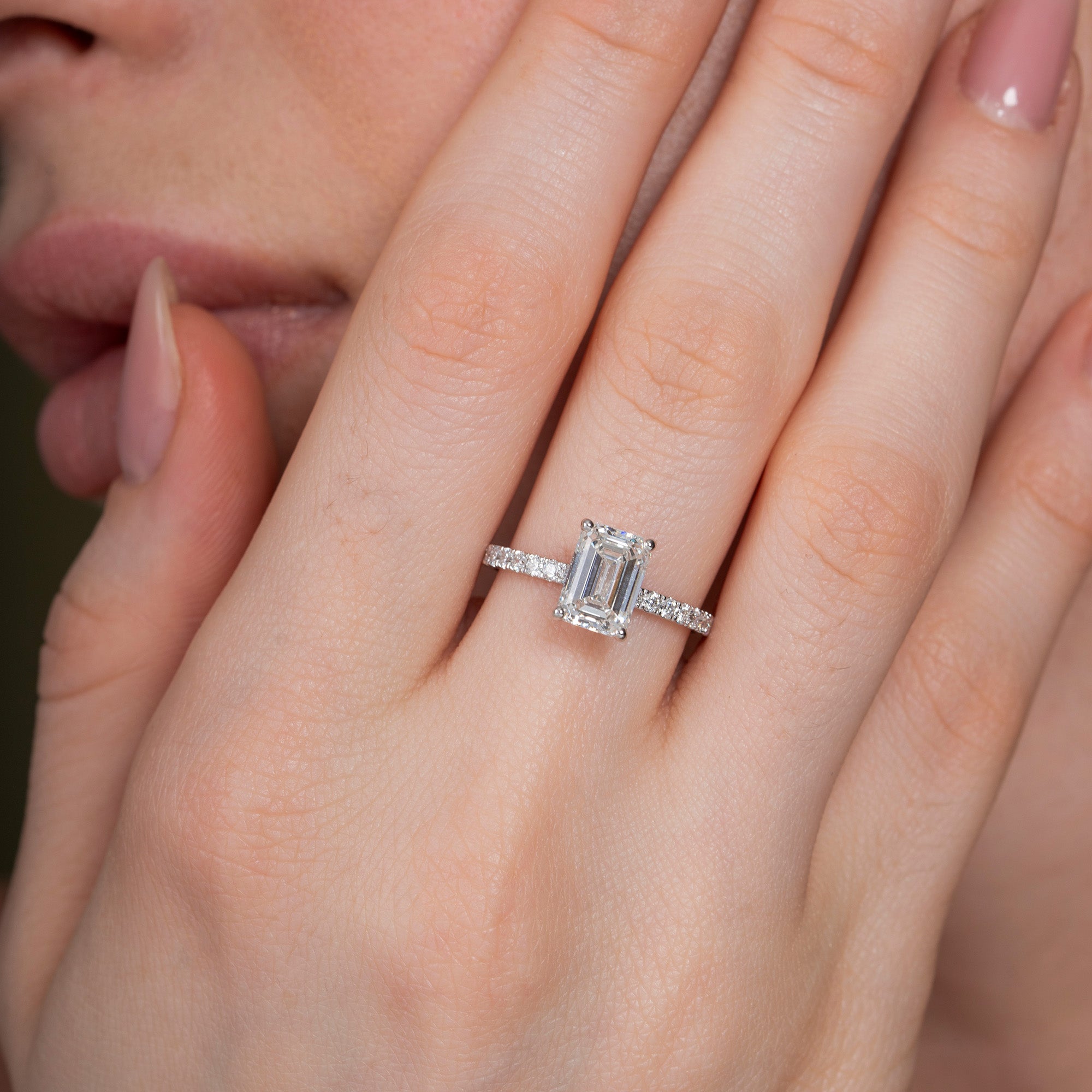 Rodeo Emerald Side Stone Engagement Ring