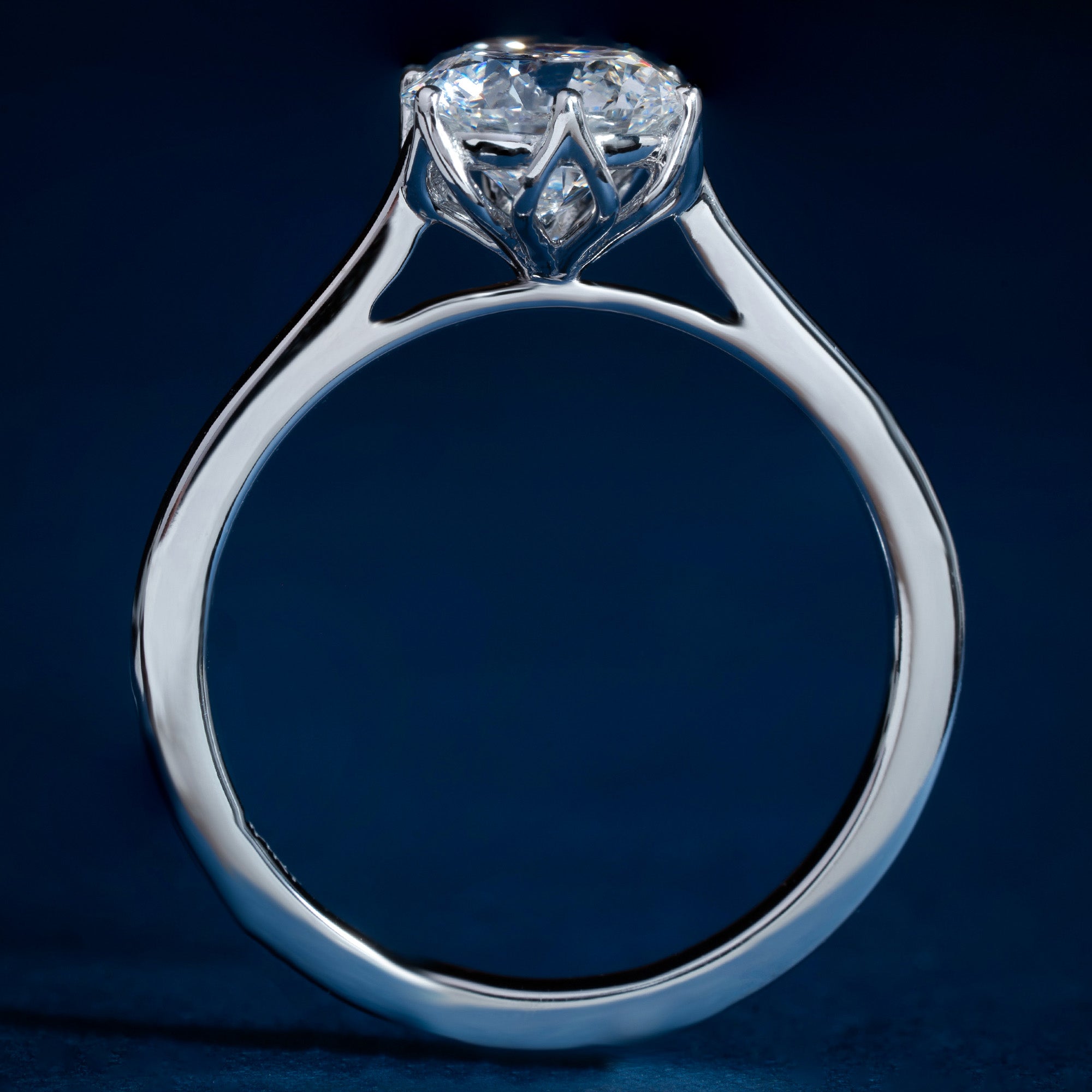 Lotus Prong Round Solitaire Ring