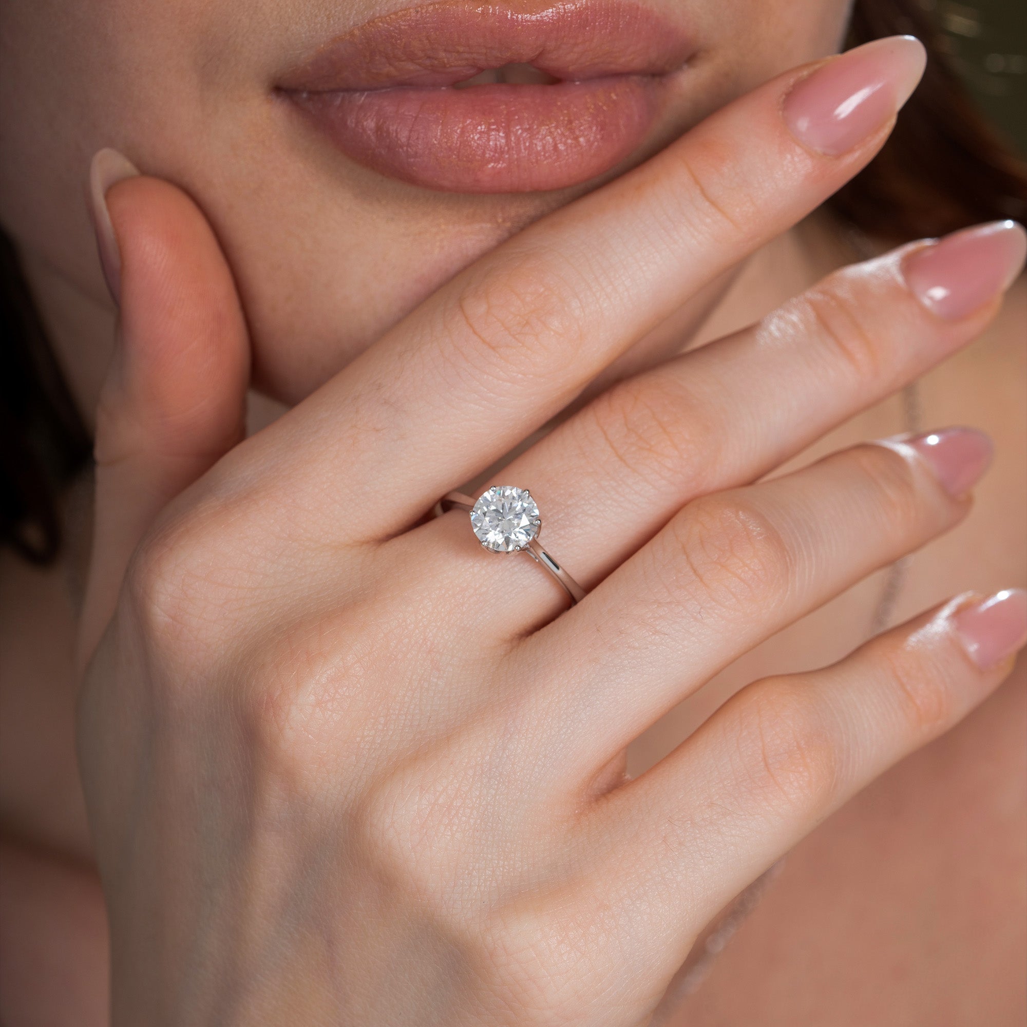 Lotus Prong Round Solitaire Ring