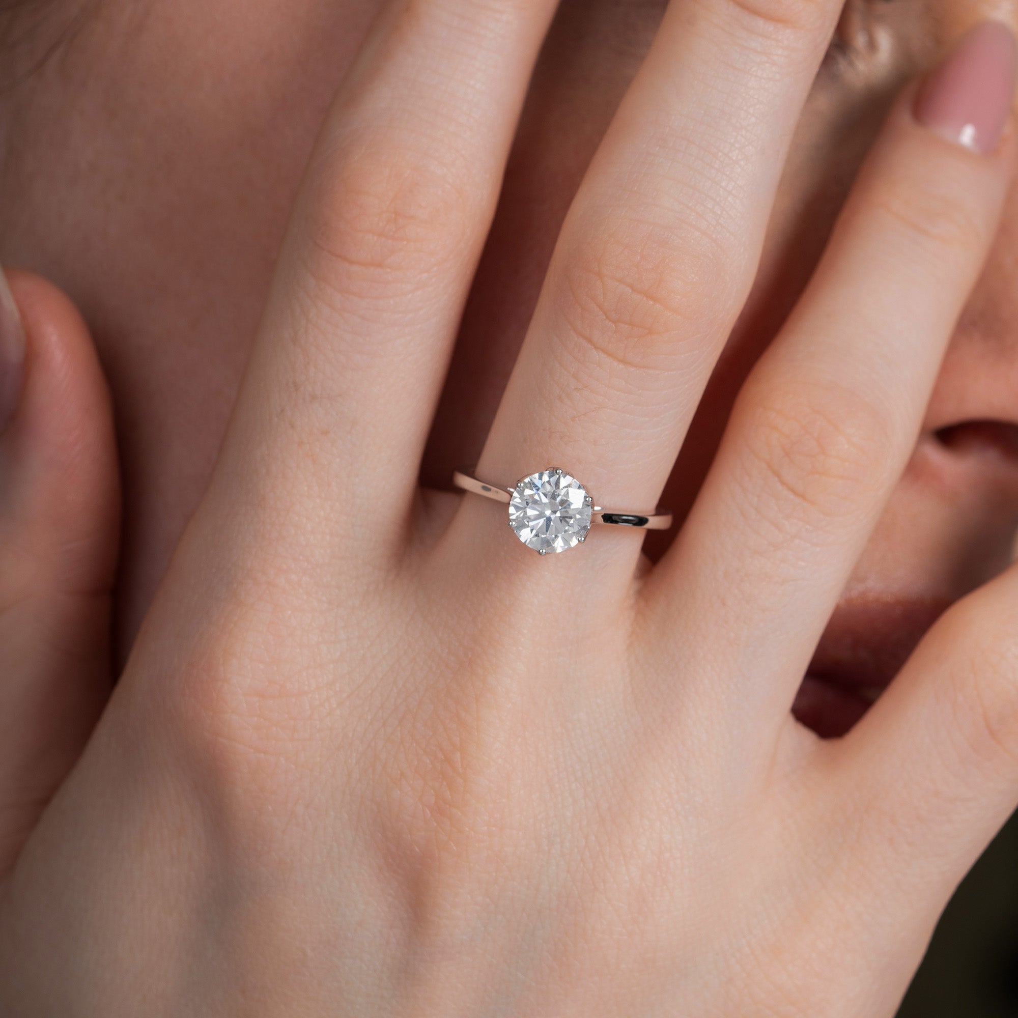 Lotus Prong Round Solitaire Ring