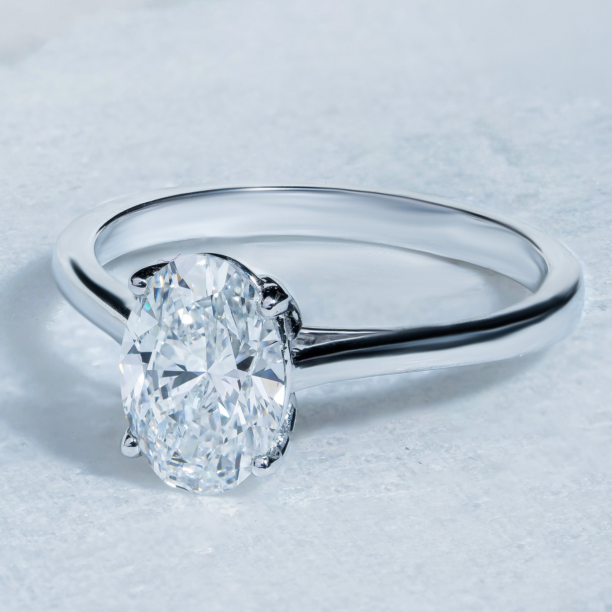 Lotus Prong Oval Solitaire Ring