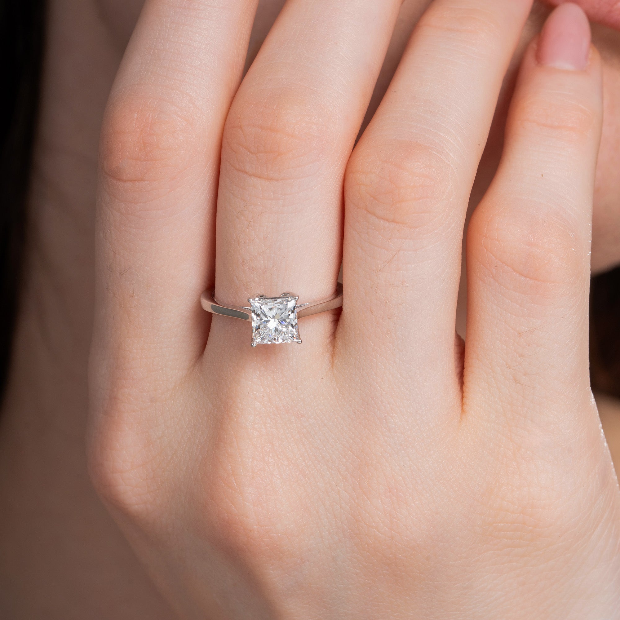 Lotus Prong Princess Solitaire Ring