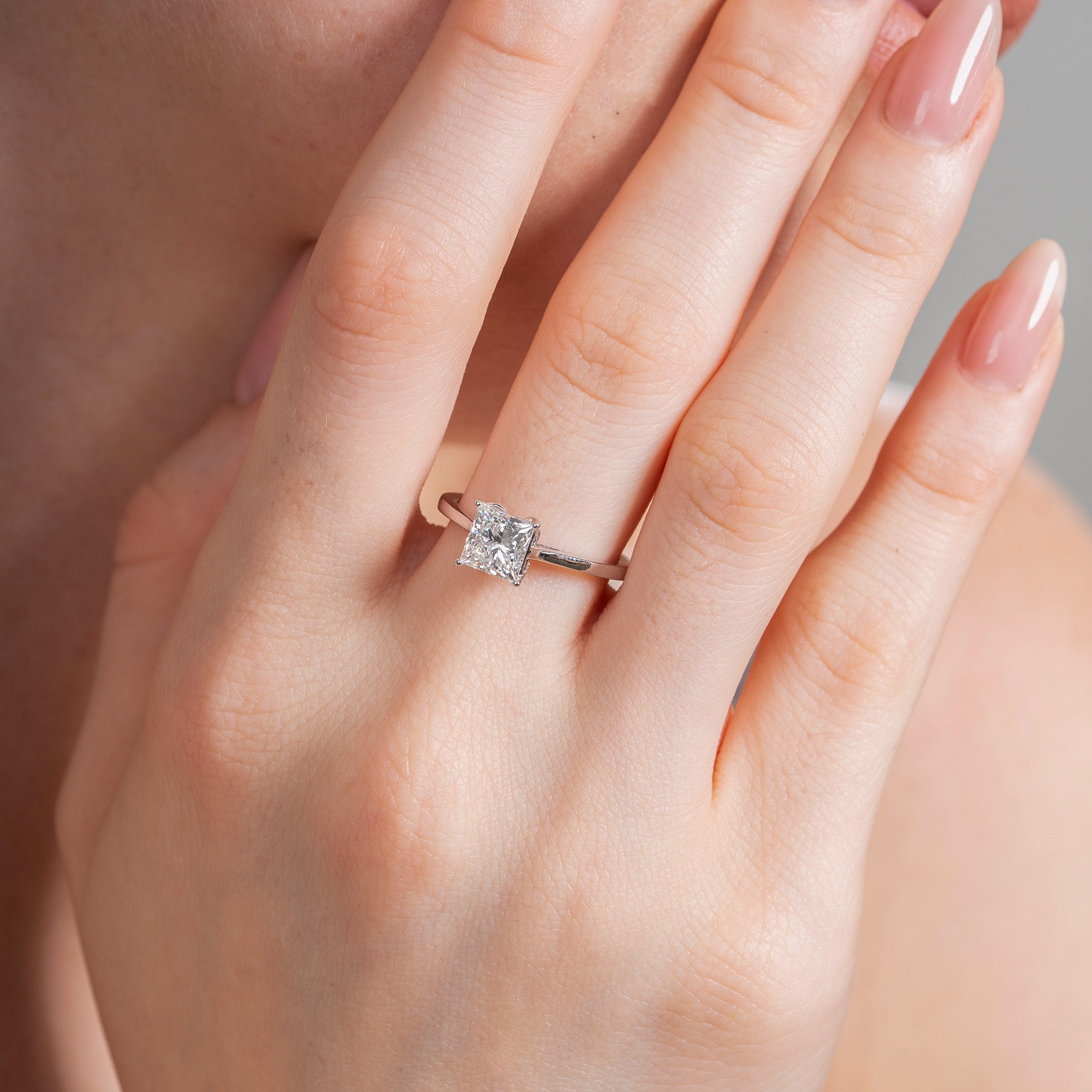 Lotus Prong Princess Solitaire Ring