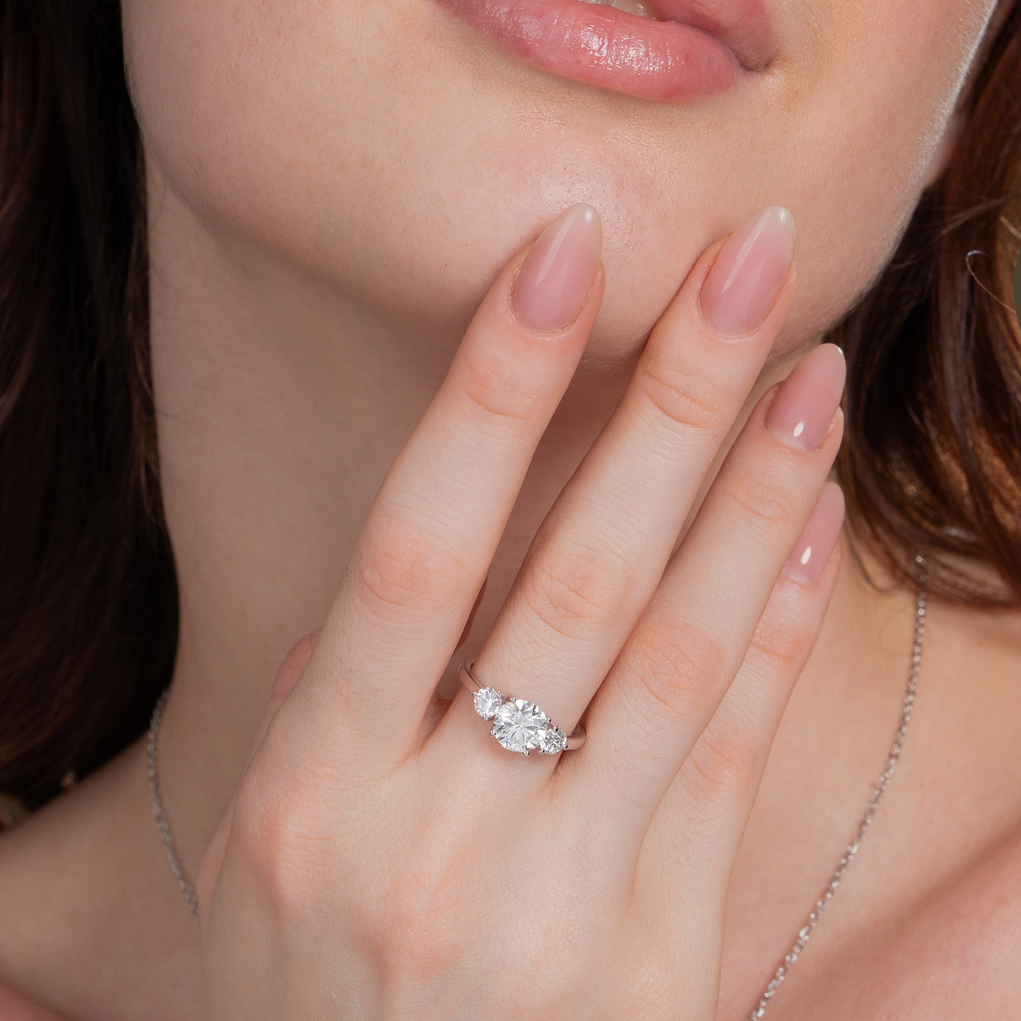 Classical Three Stone Round Engagement Ring