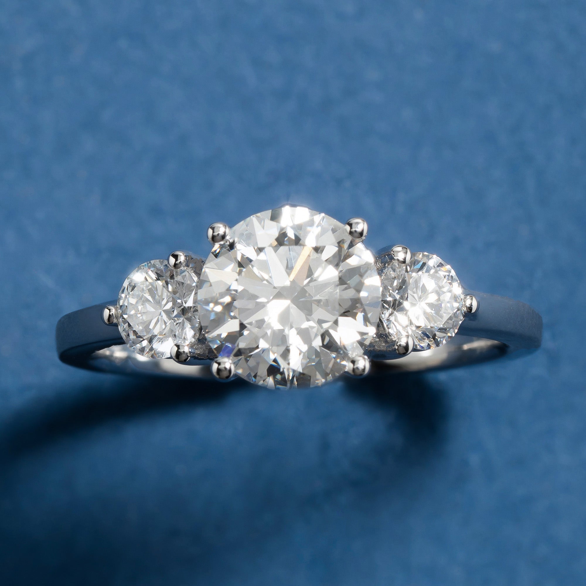 Classical Three Stone Round Engagement Ring