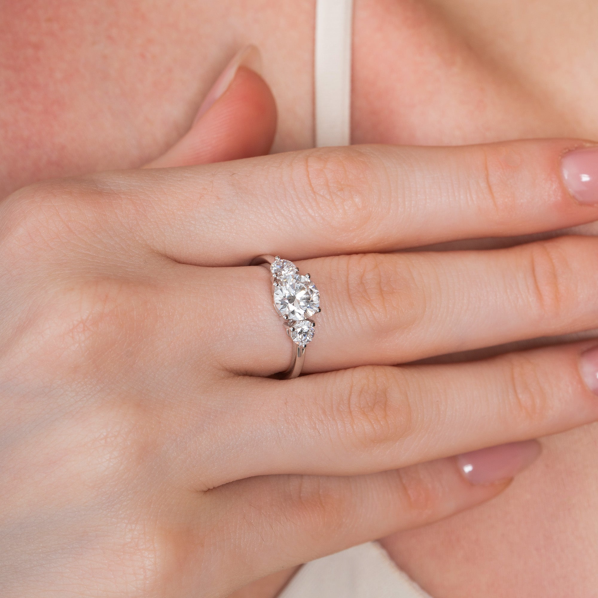 Classical Three Stone Round Engagement Ring