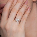 Sparkling Three Stone Emerald Engagement Ring