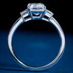 Burning Three Stone Emerald Engagement Ring