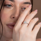 Burning Three Stone Emerald Engagement Ring