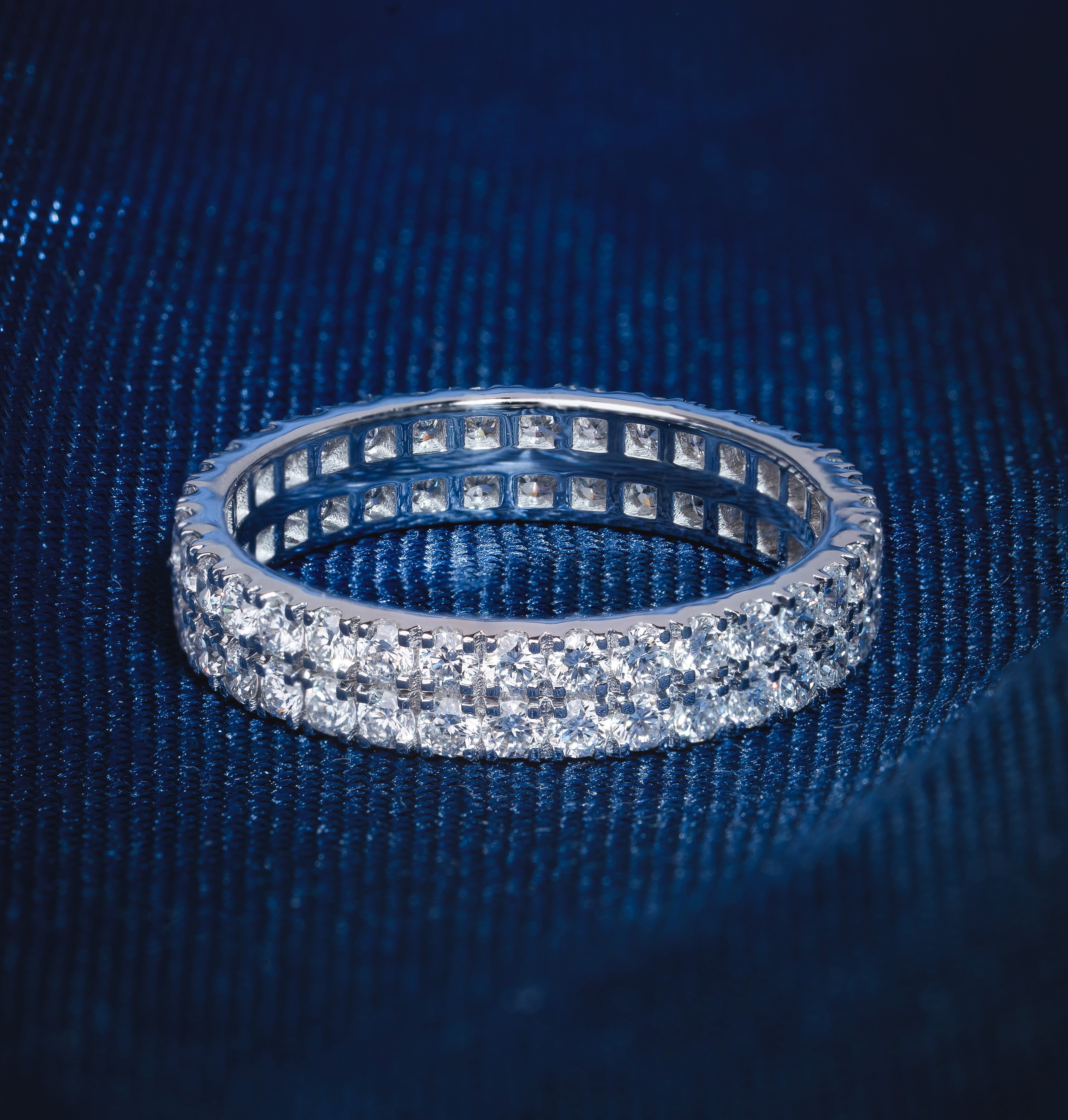 Classical Double Row Round Wedding Band