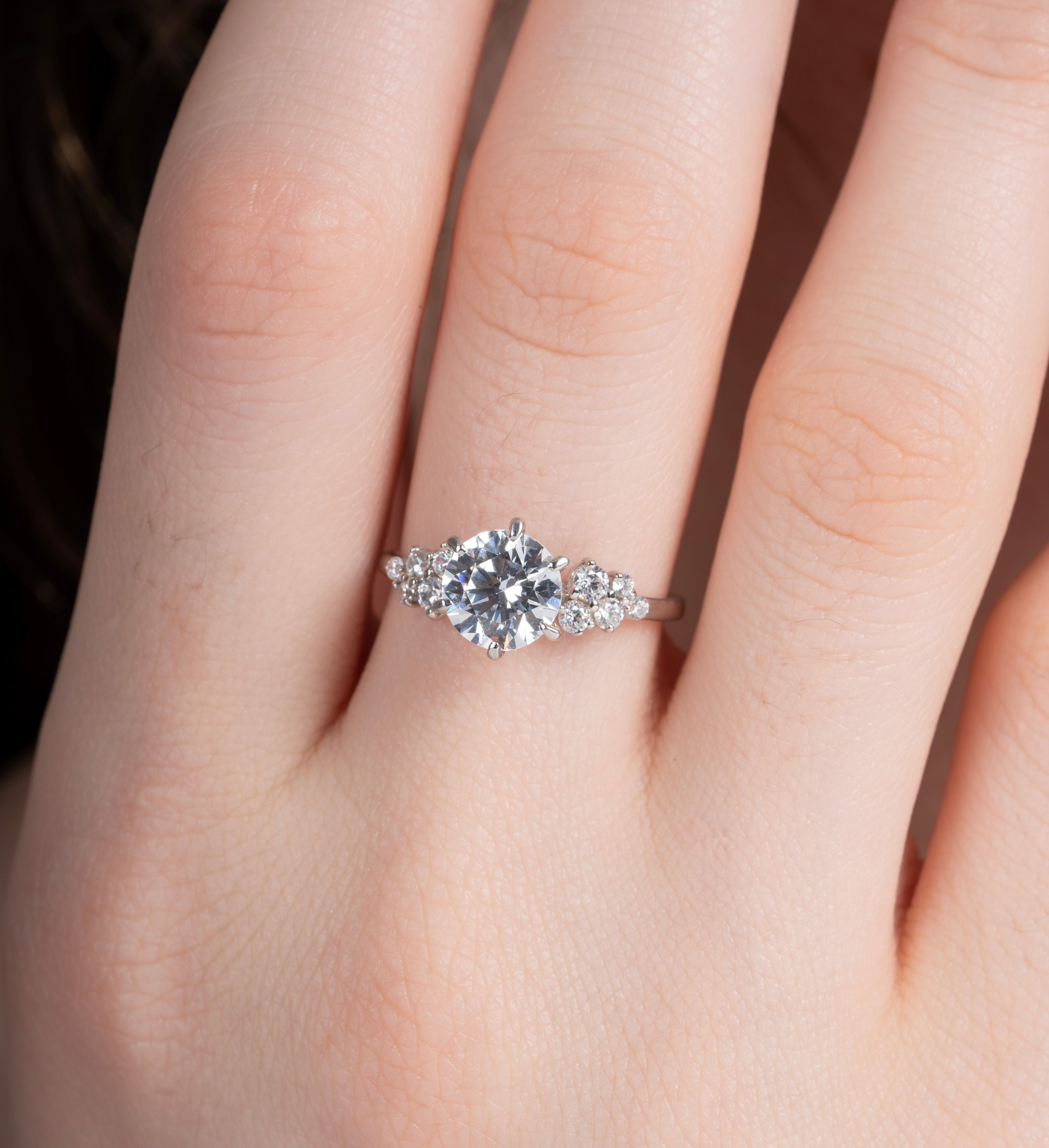Six Prong Lone Star Round Engagement Ring