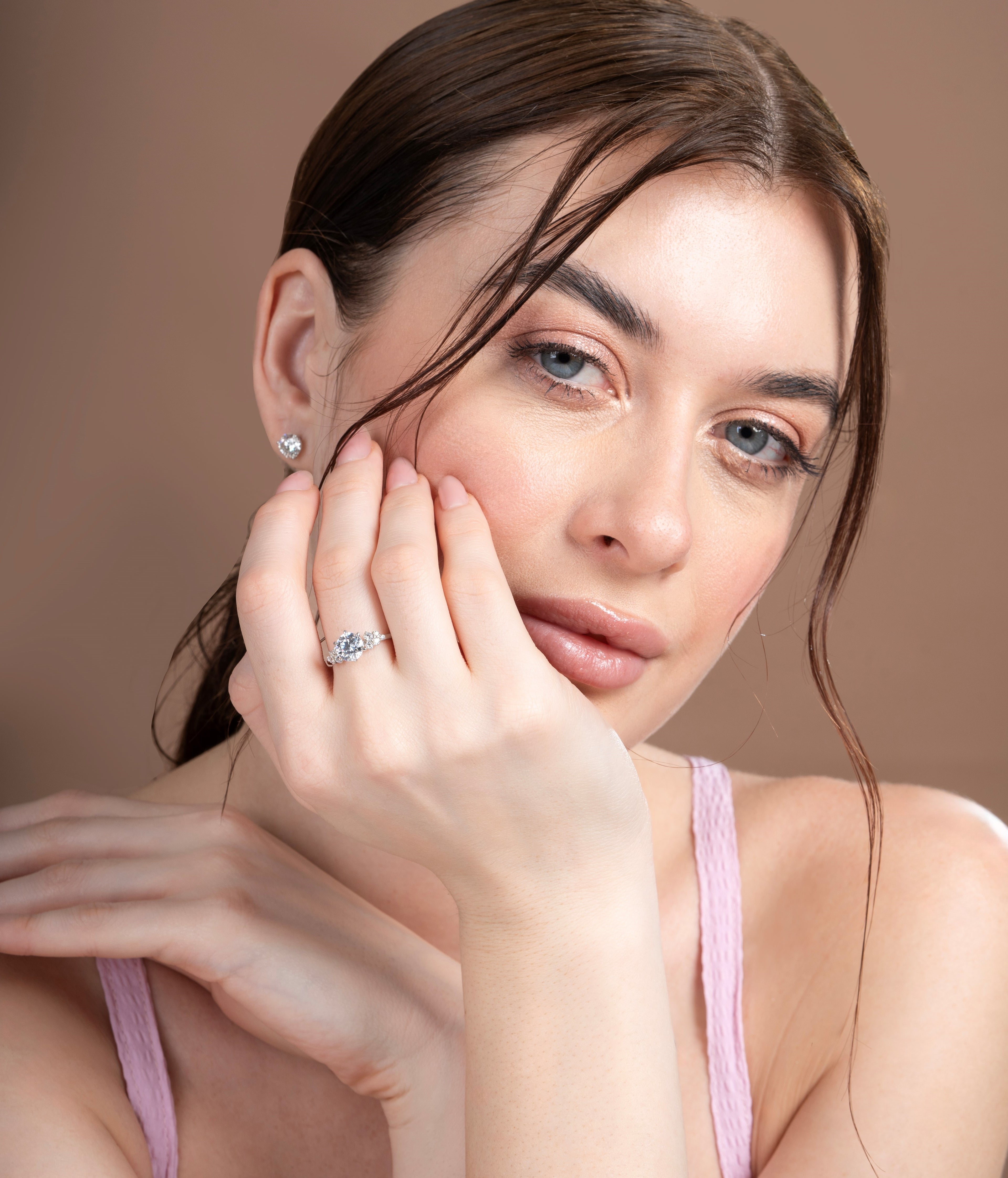 Six Prong Lone Star Round Engagement Ring