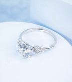 Six Prong Lone Star Round Engagement Ring