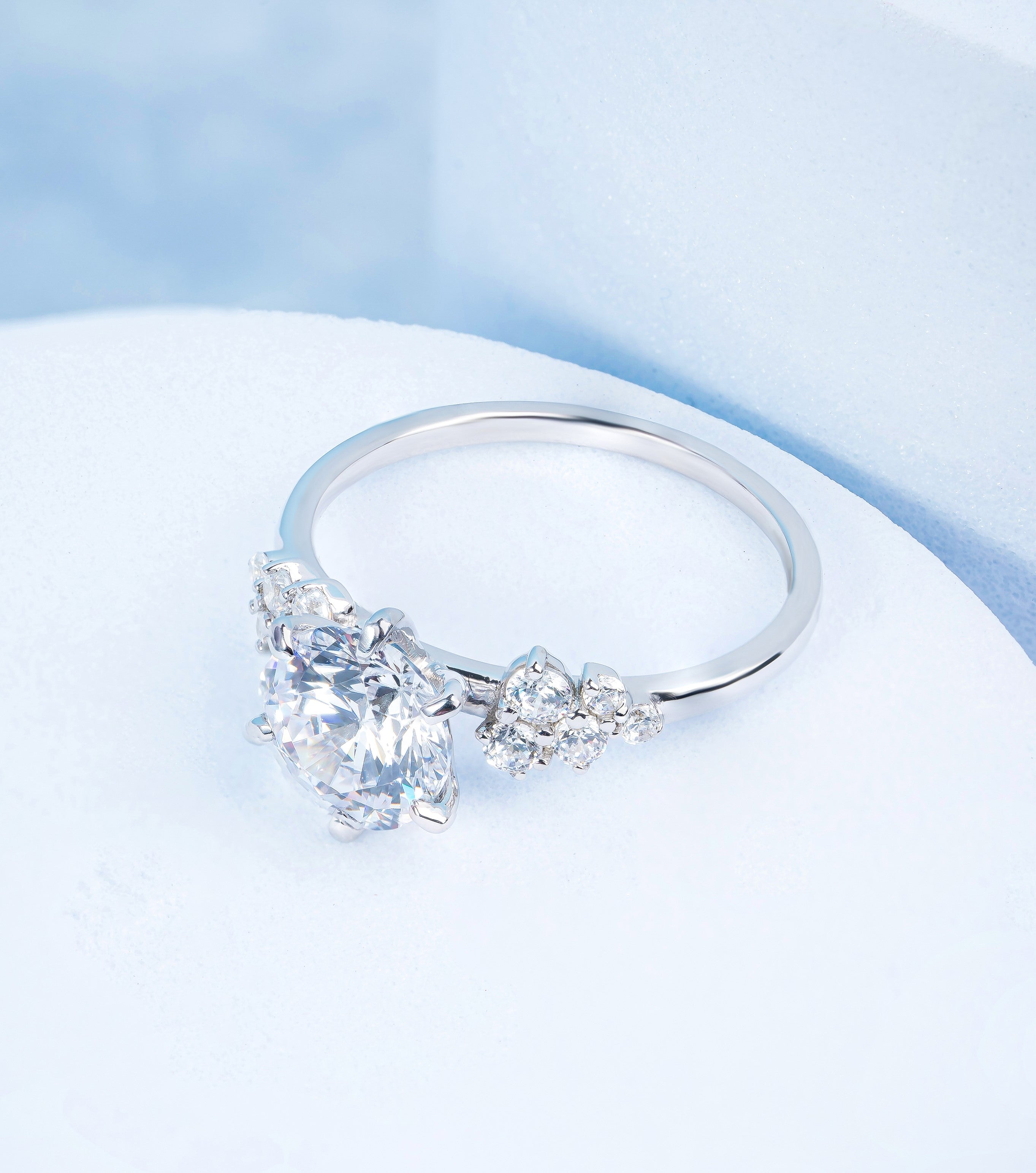 Six Prong Lone Star Round Engagement Ring