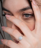 Square Look Round Diamond Halo Engagement Ring