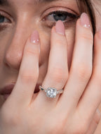 Square Look Round Diamond Halo Engagement Ring