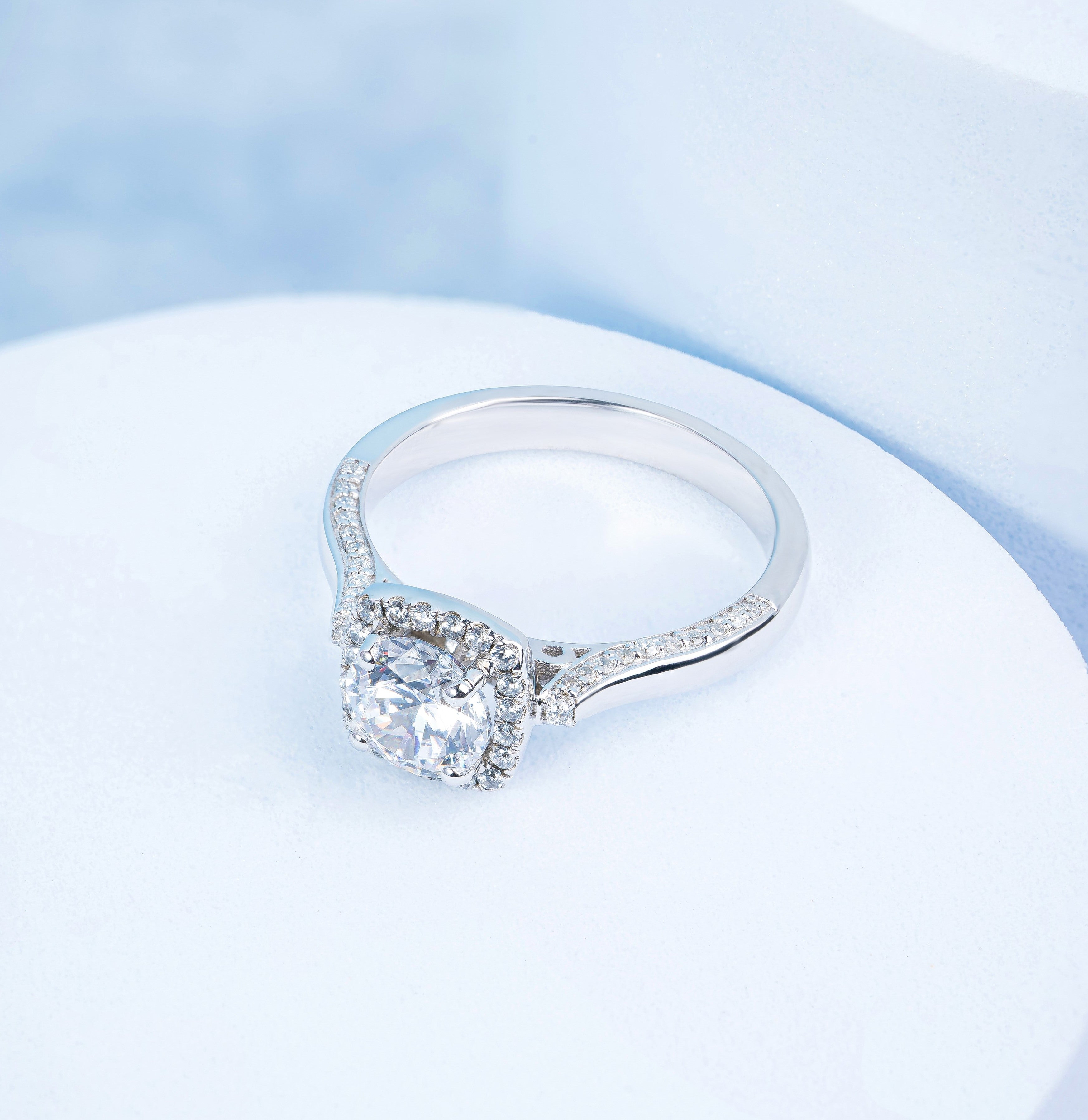 Square Look Round Diamond Halo Engagement Ring