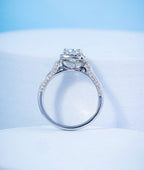 Square Look Round Diamond Halo Engagement Ring