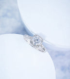 Square Look Round Diamond Halo Engagement Ring