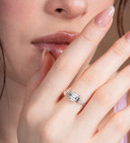 East-West Emerald Engagement Ring