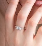 East-West Emerald Engagement Ring