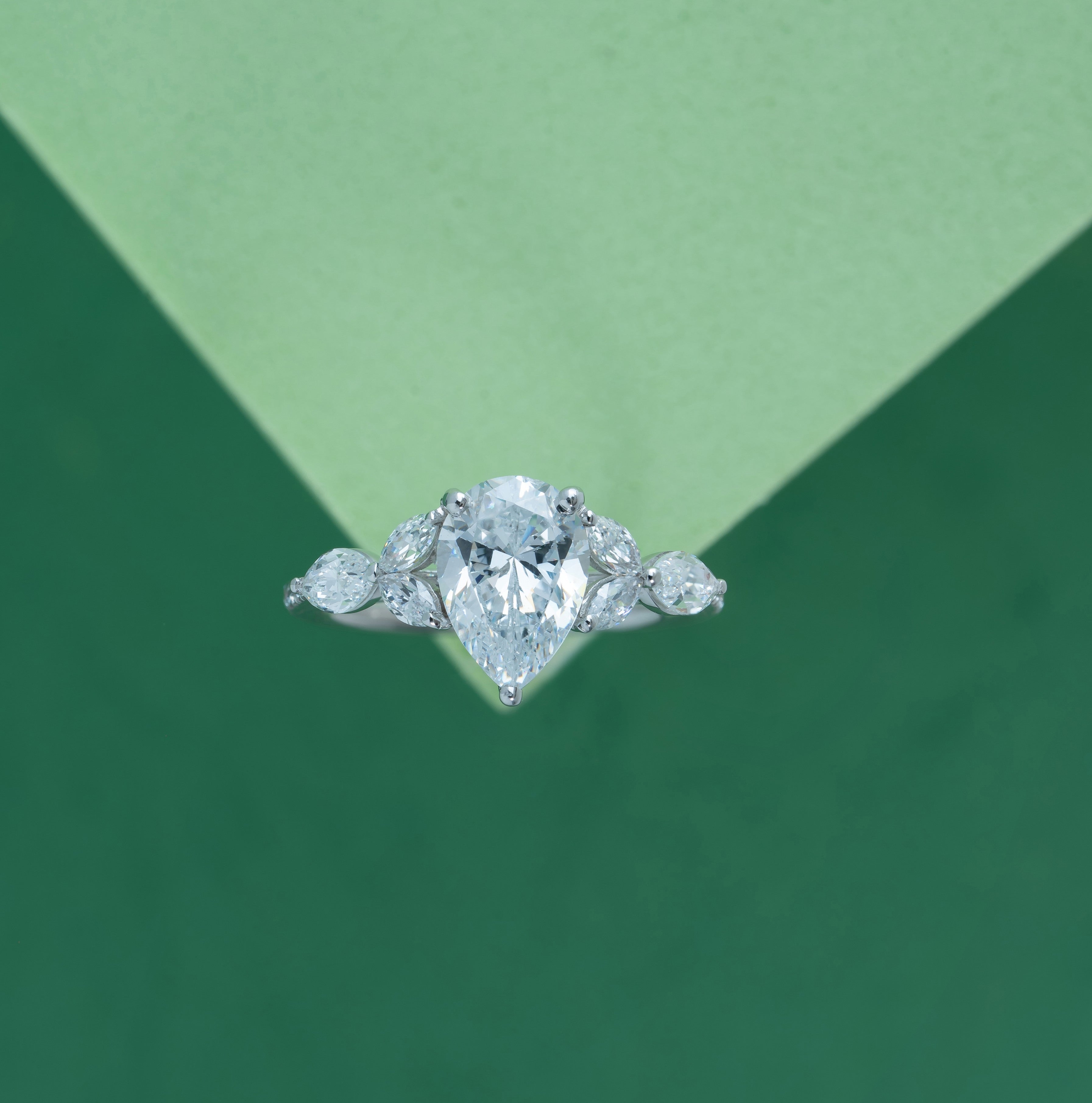 Jungle theme Pear Engagement Ring