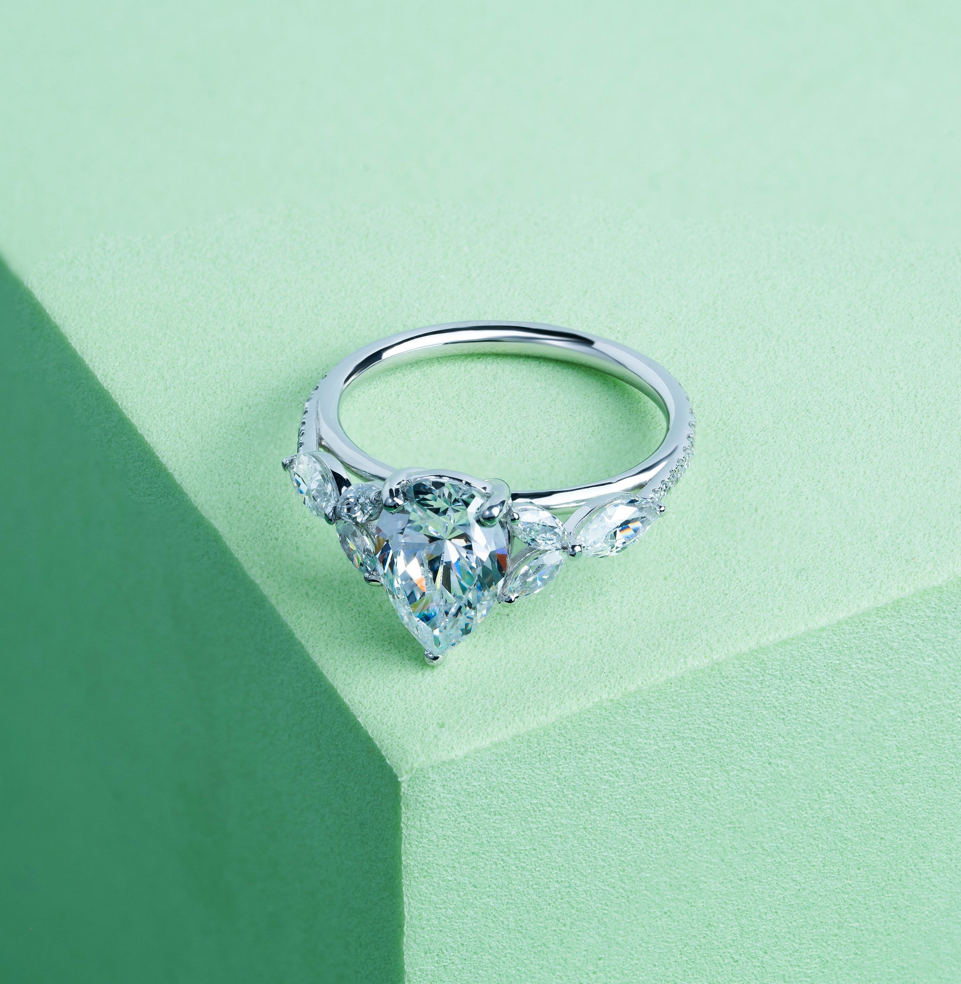 Jungle theme Pear Engagement Ring