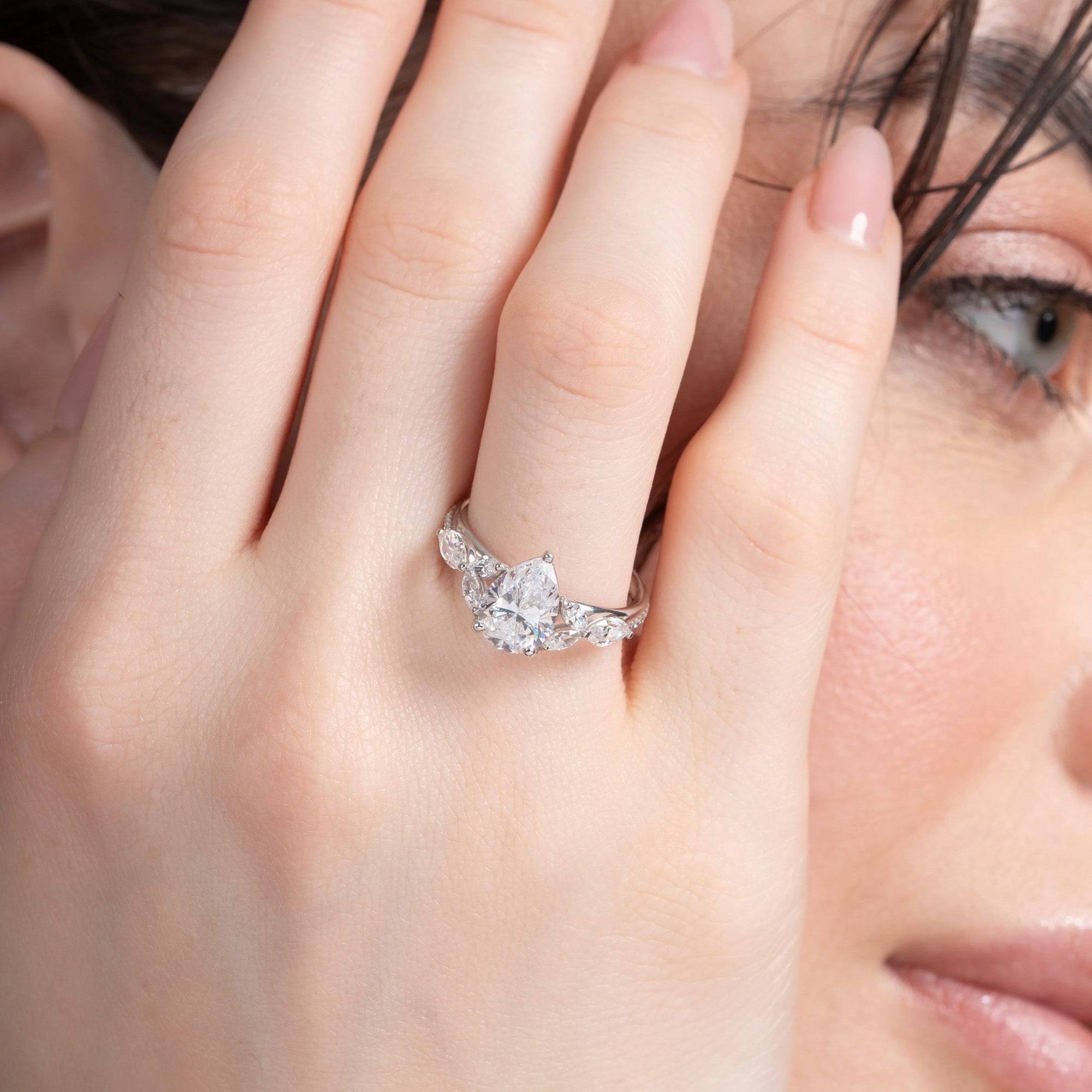 Jungle Theme Pear Engagement Ring