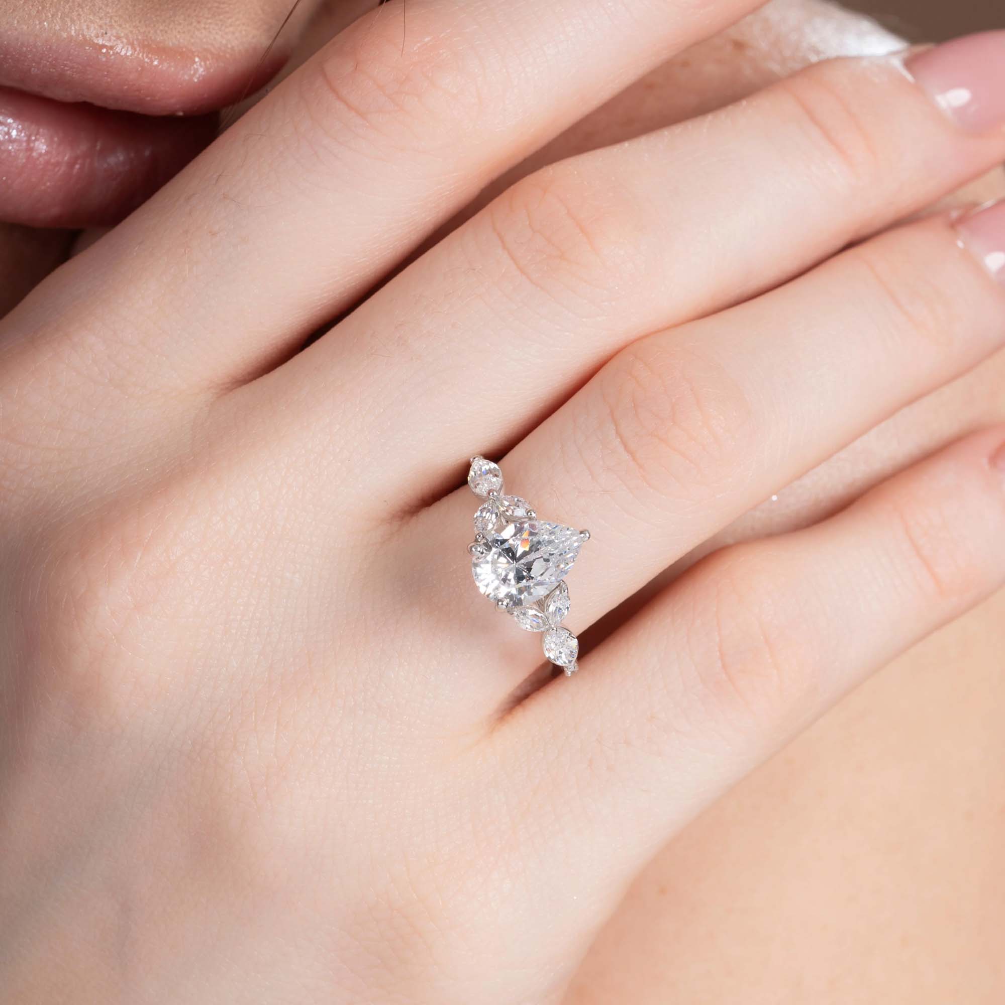 Jungle Theme Pear Engagement Ring