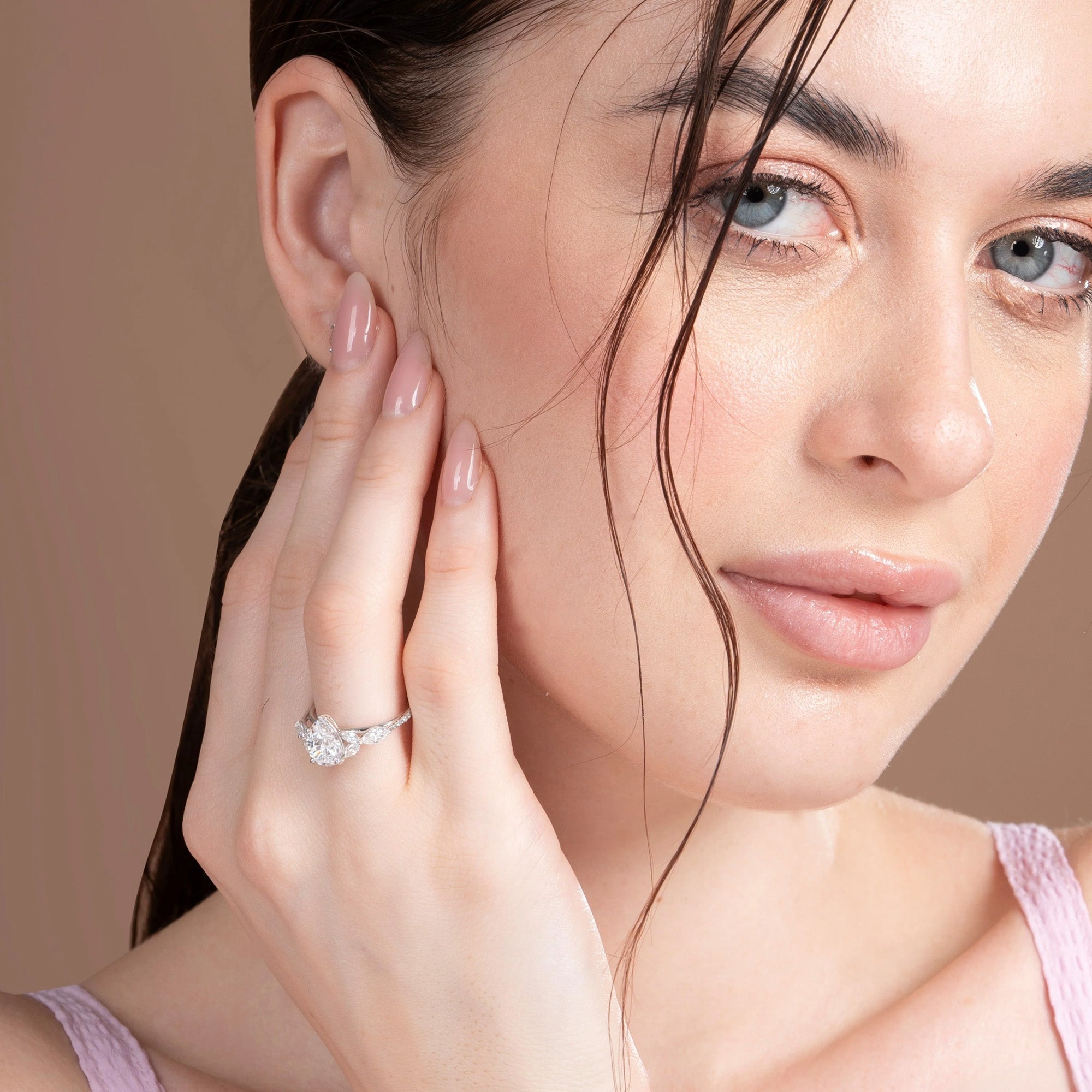 Jungle Theme Pear Engagement Ring