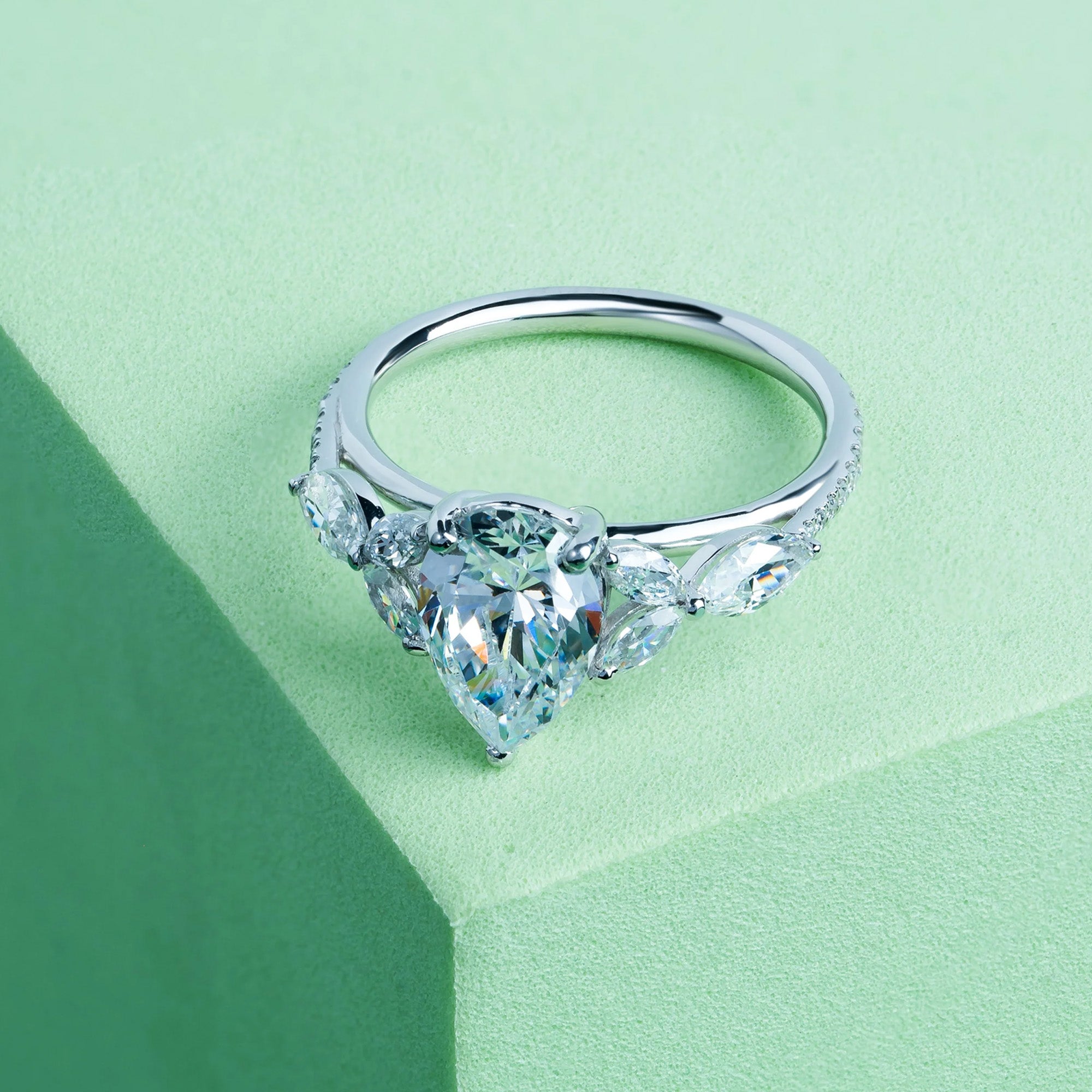 Jungle Theme Pear Engagement Ring