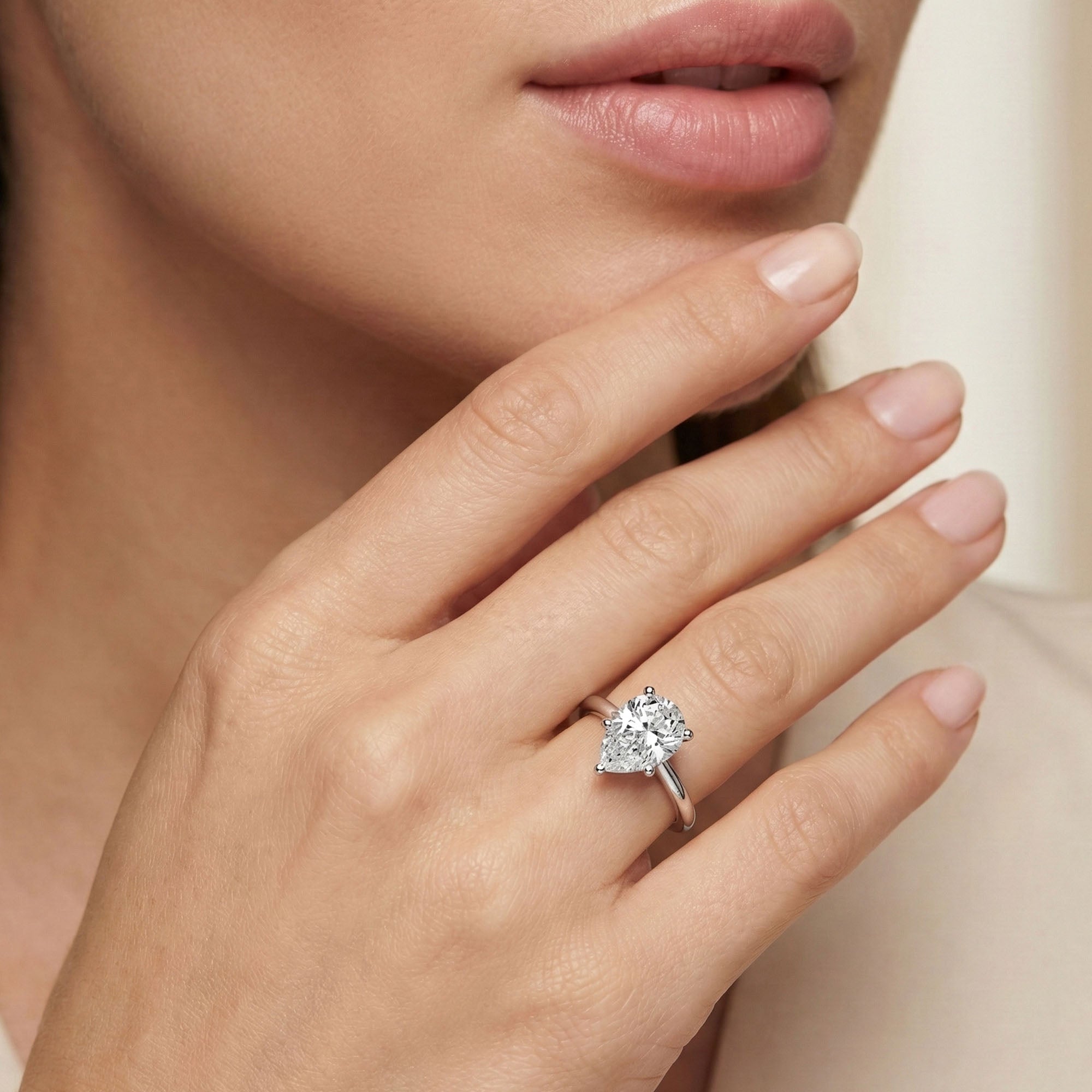 Classic Pear Solitaire Ring