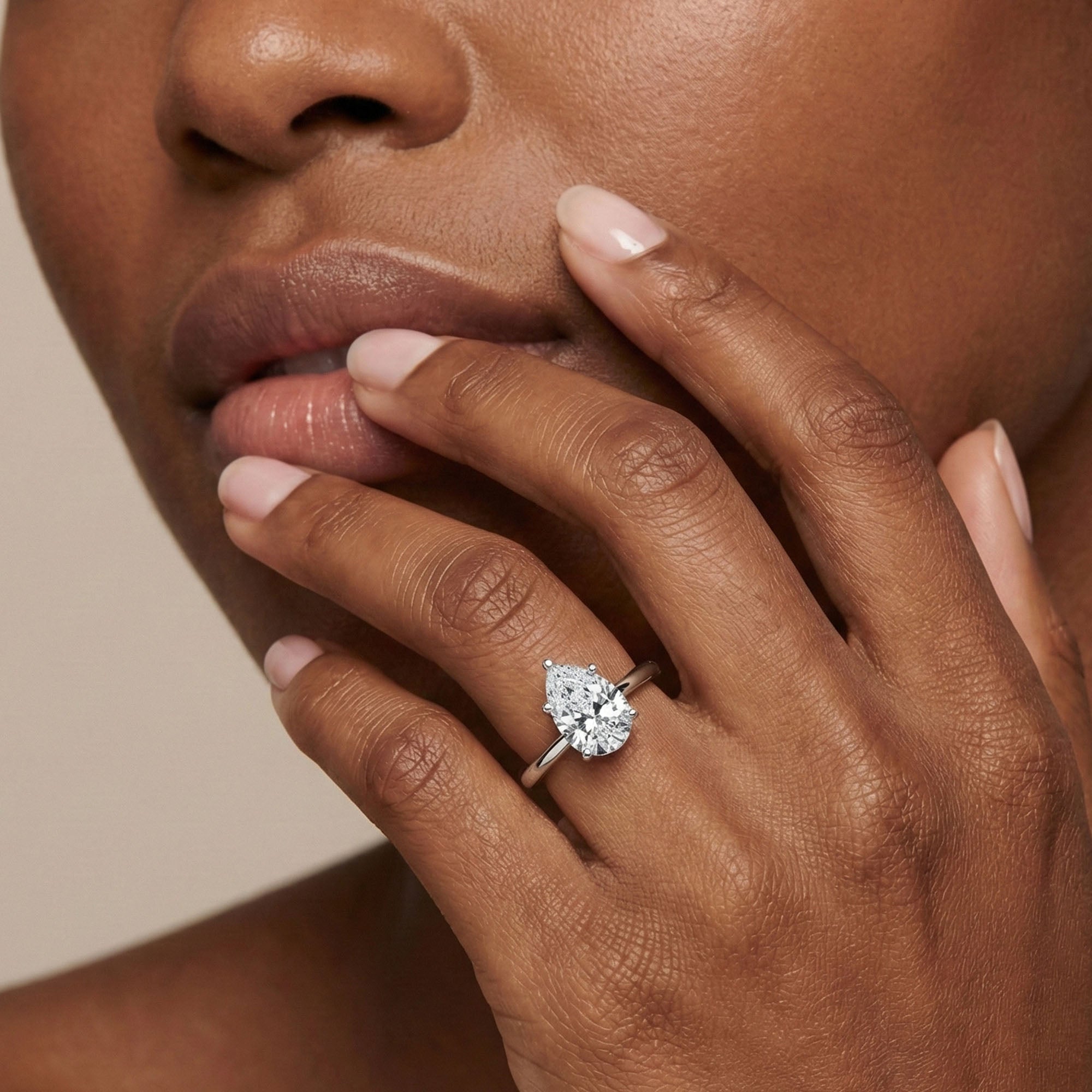 Classic Pear Solitaire Ring
