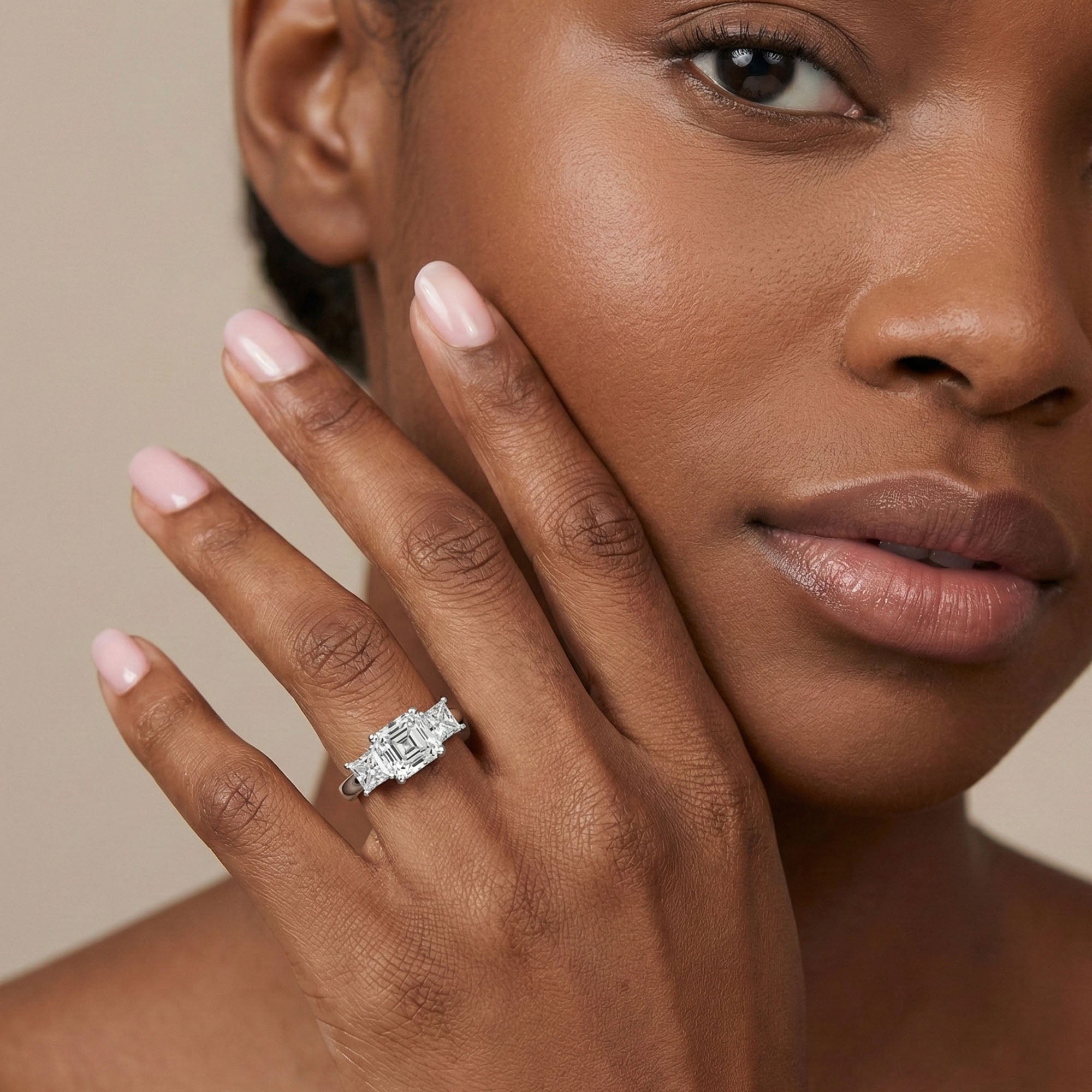 Classic Asscher Three Stone Ring