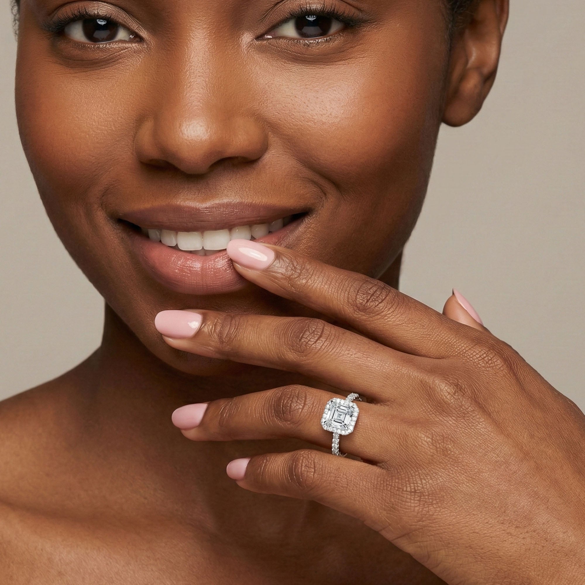 Solitaire Halo Asscher Engagement Ring