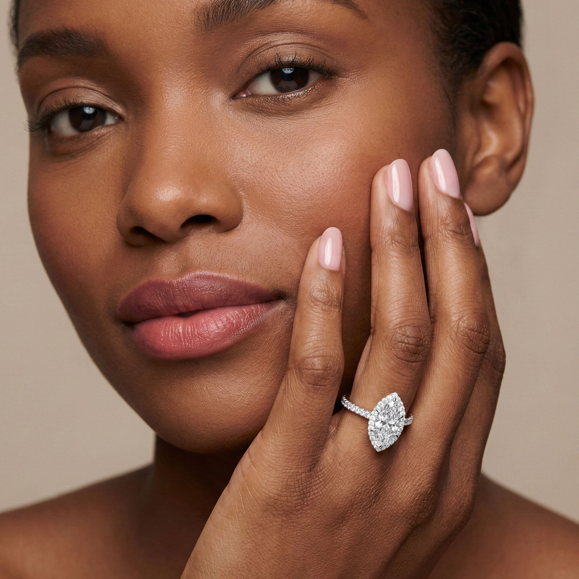 Solitaire Halo Marquise Engagement Ring