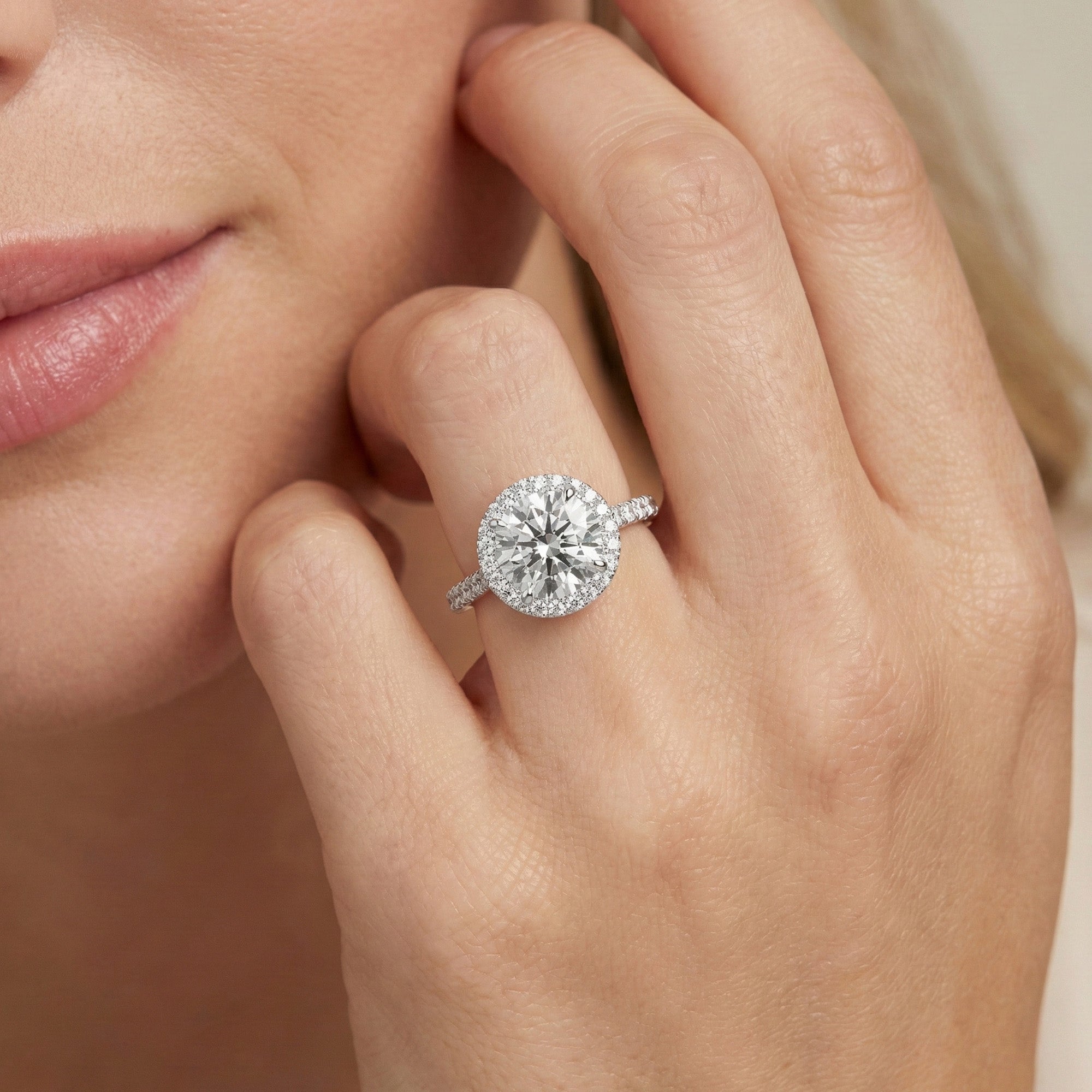 Solitaire Halo Round Engagement Ring