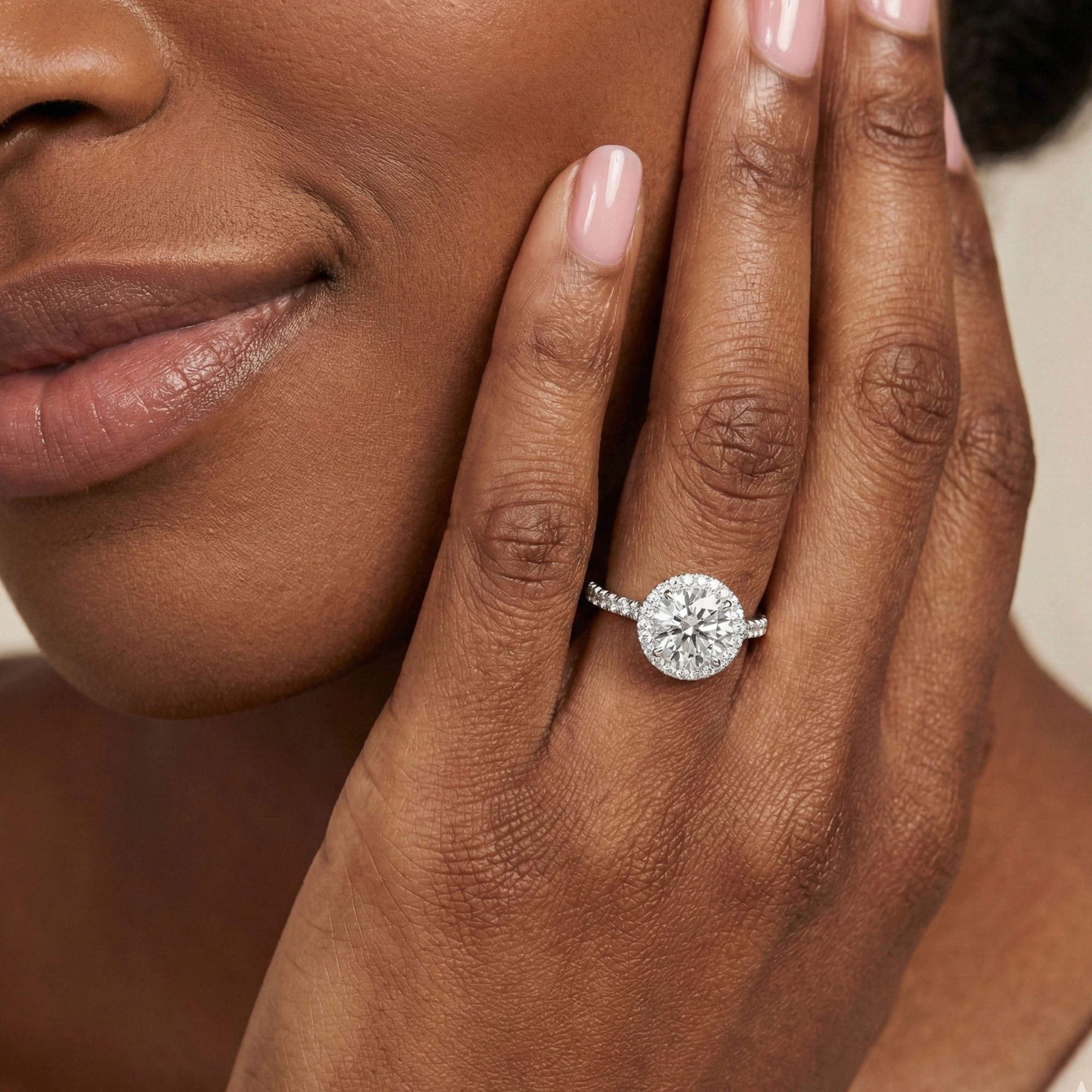 Solitaire Halo Round Engagement Ring