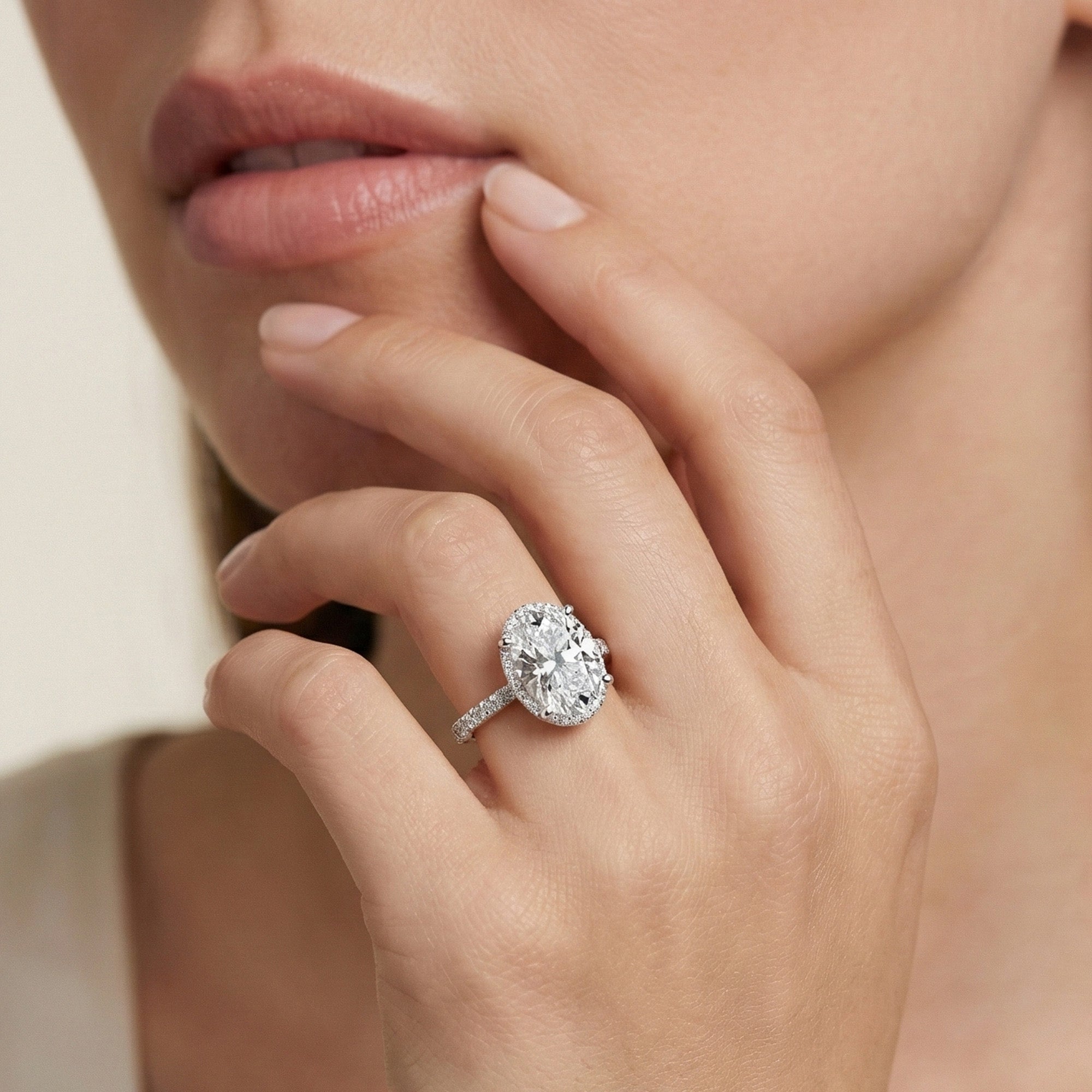 Halo Solitaire Oval Engagement Ring