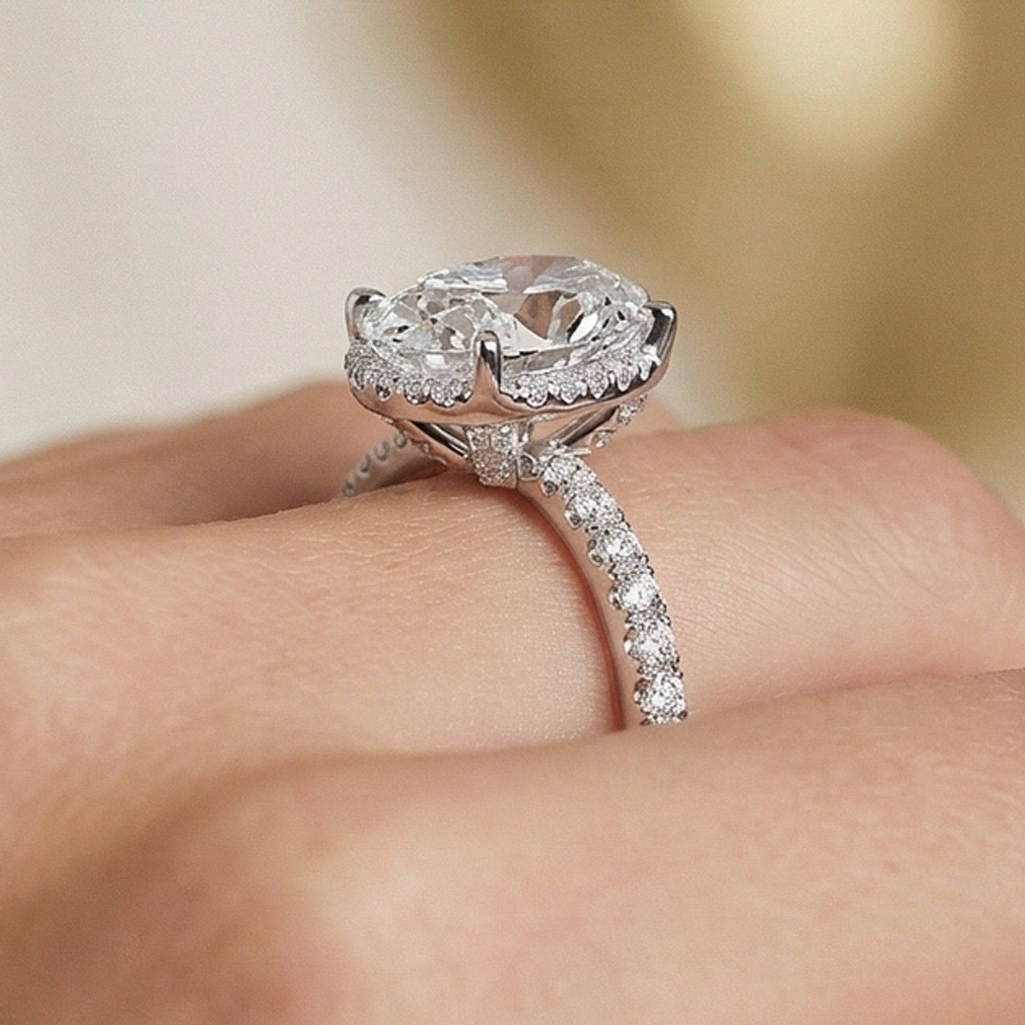 Halo Solitaire Oval Engagement Ring