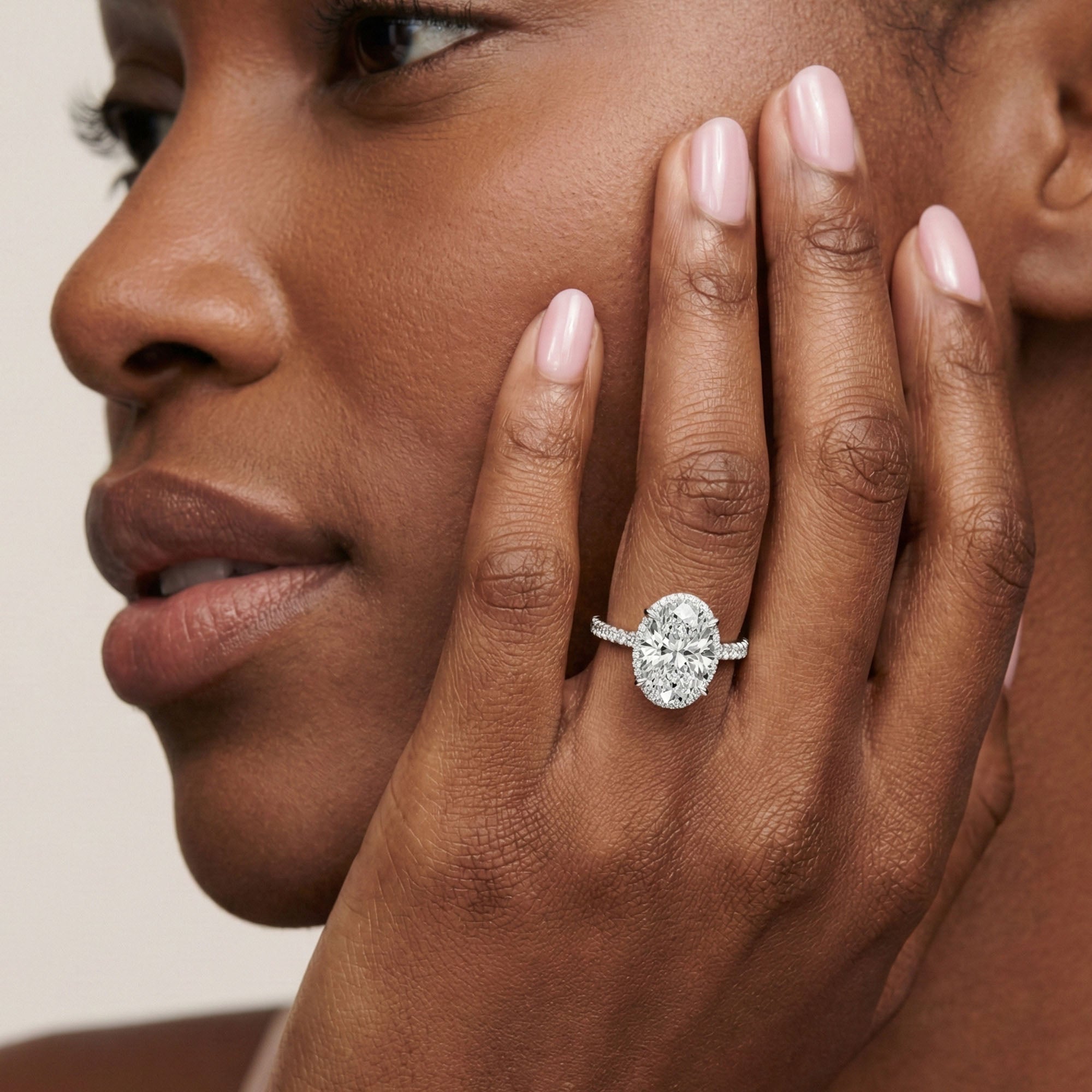 Halo Solitaire Oval Engagement Ring