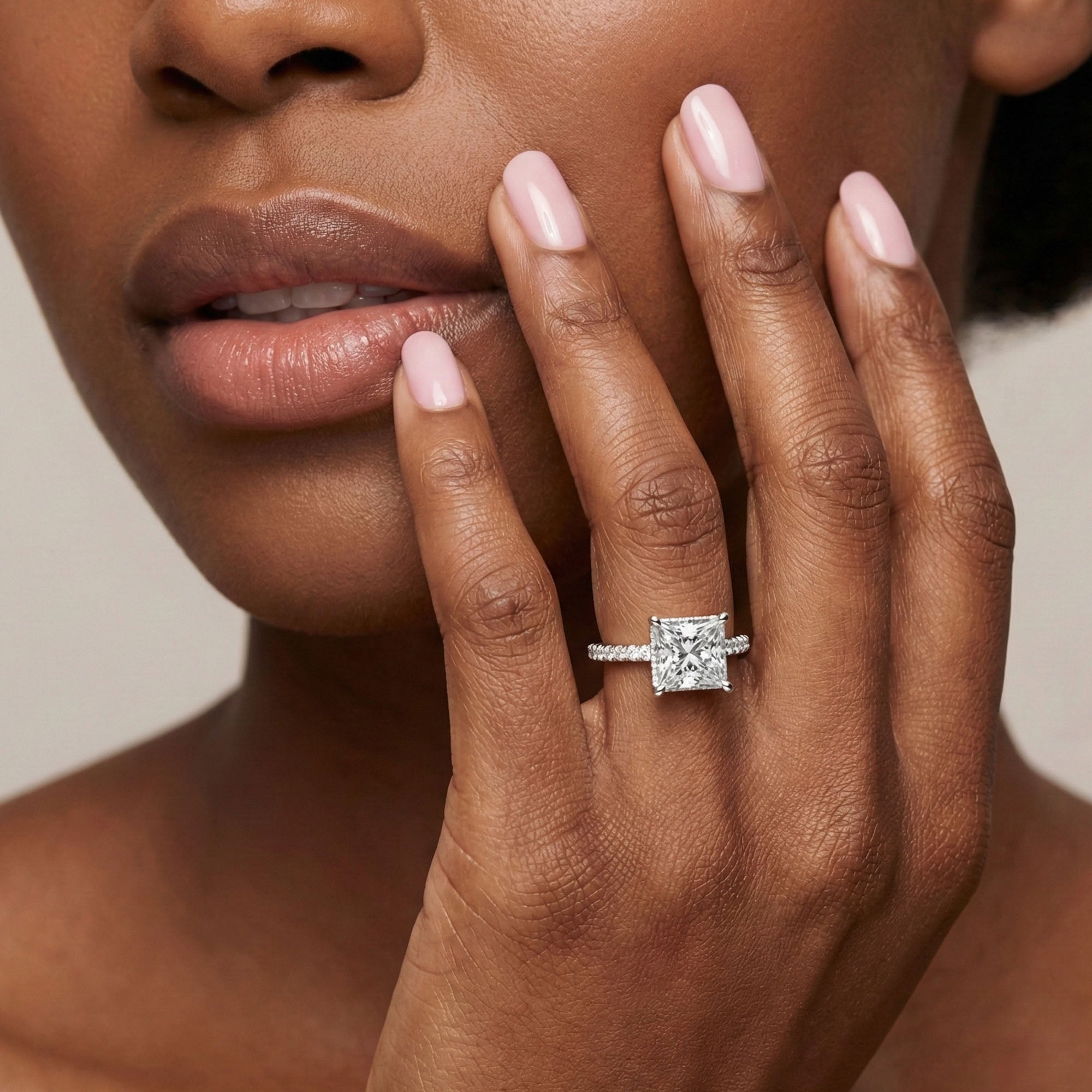 Halo Solitaire Princess Engagement Ring