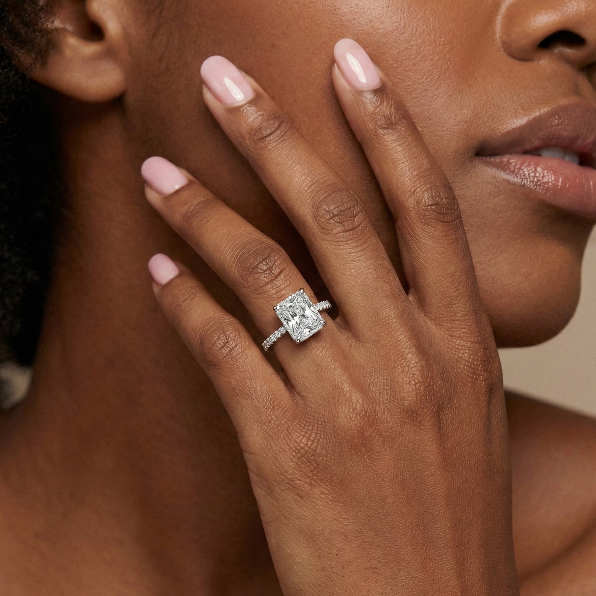 Halo Solitaire Radiant Engagement Ring